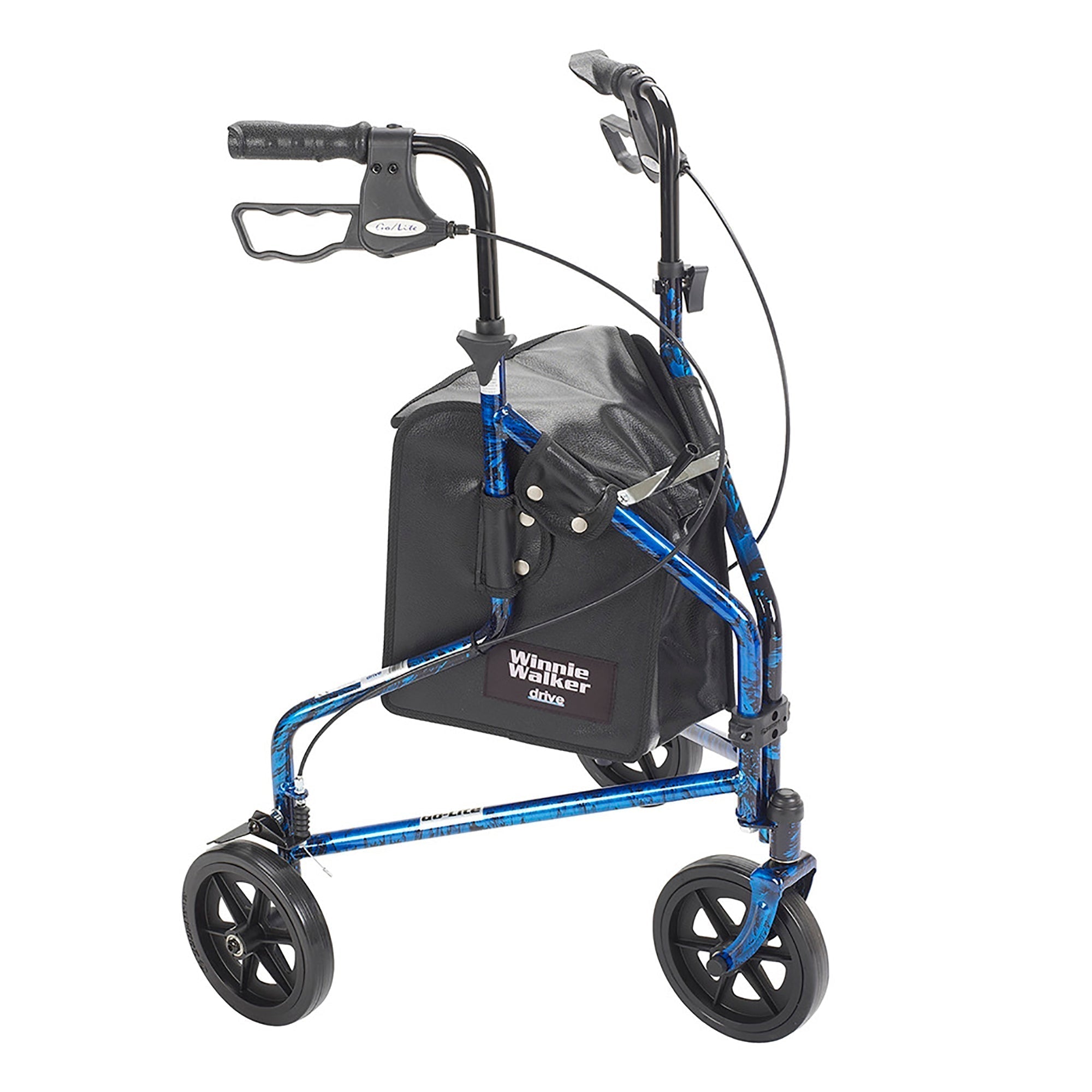 Deluxe 3 Wheel Rollator drive Deluxe Flame Blue Adjustable Height / Folding Aluminum Frame, Packaging Type- Each