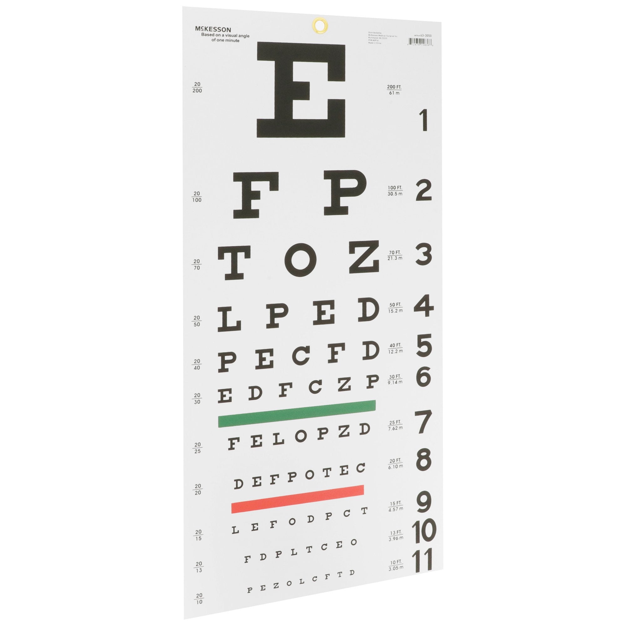 Eye Chart McKesson 20 Foot Distance Acuity Test