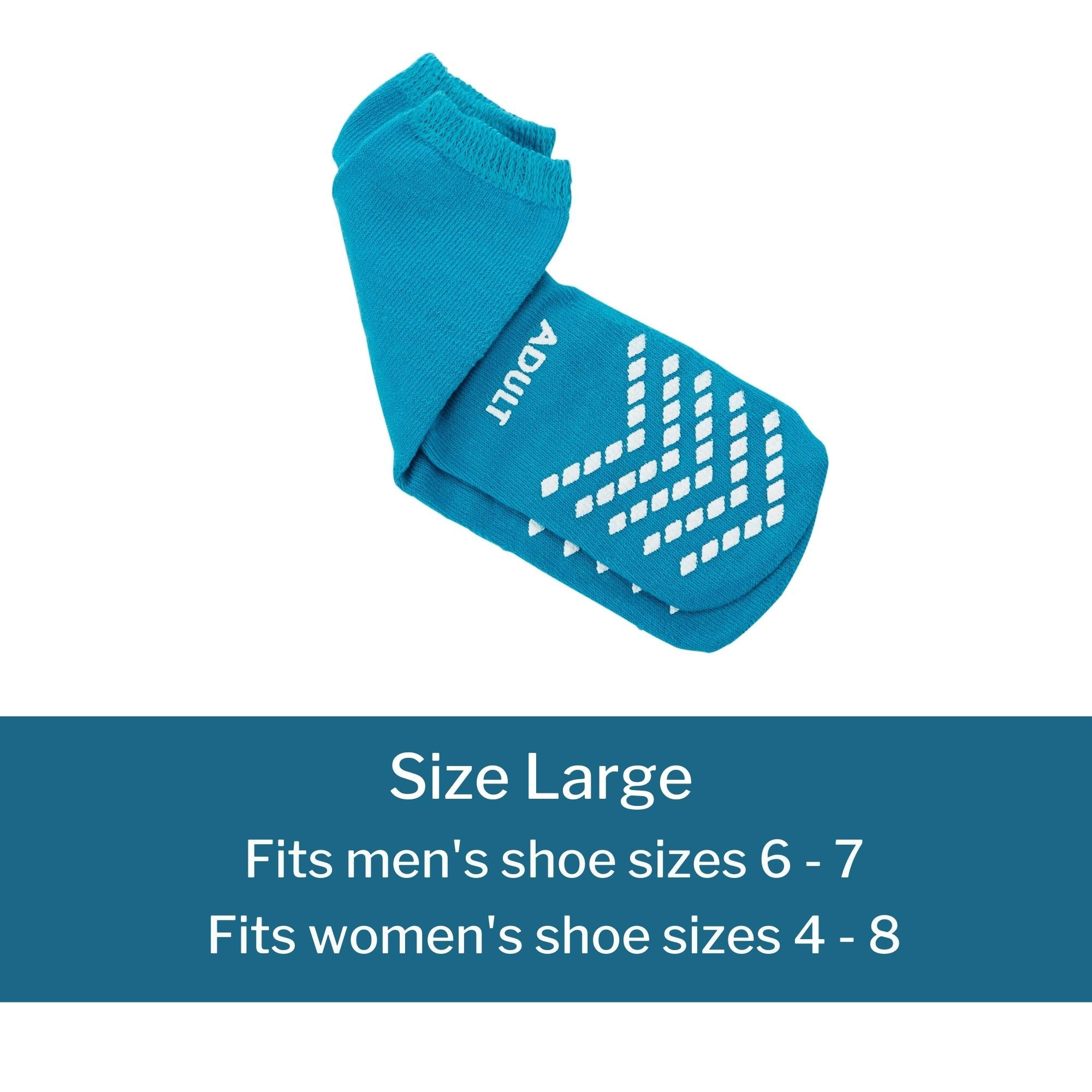 Slipper Socks McKesson Unisex Adult Large Single Tread Single Patient Use Teal, Packaging Type- Case