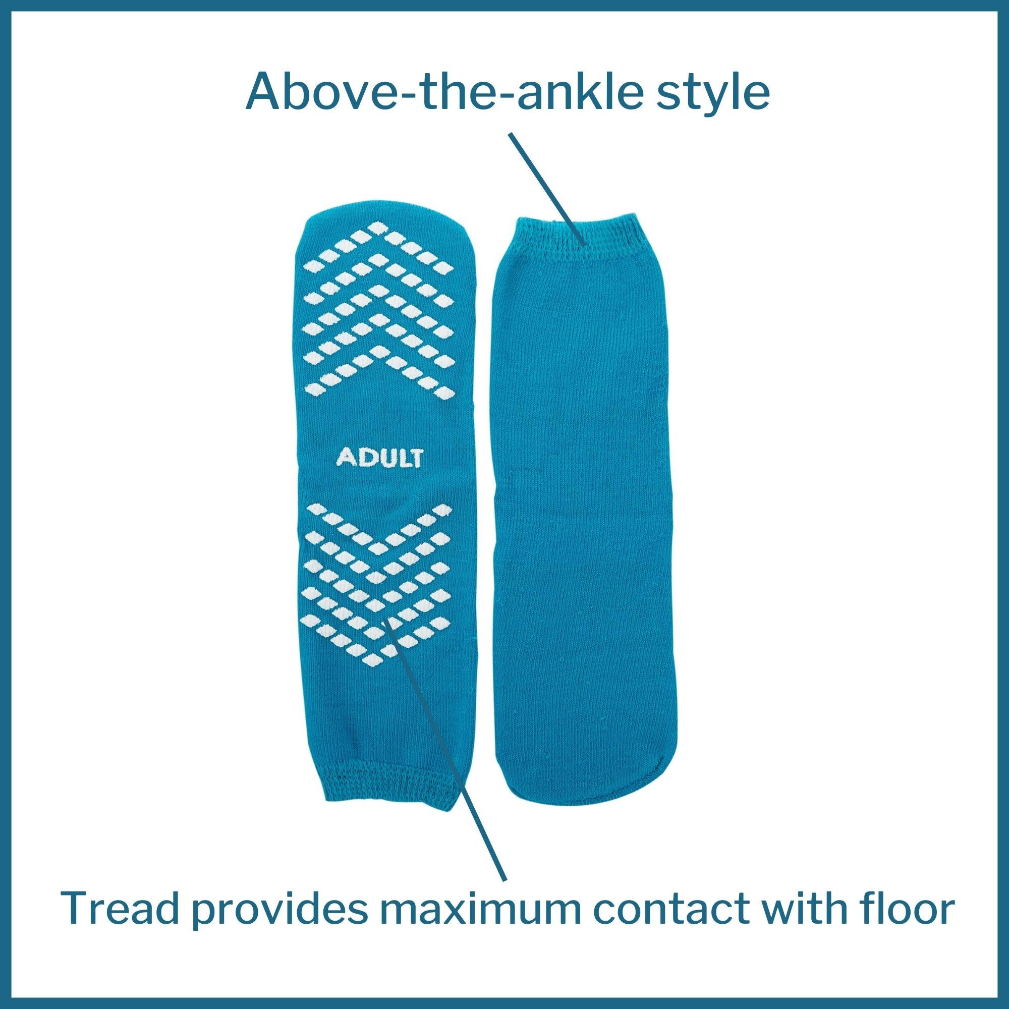 Slipper Socks McKesson Unisex Adult Large Single Tread Single Patient Use Teal, Packaging Type- Case