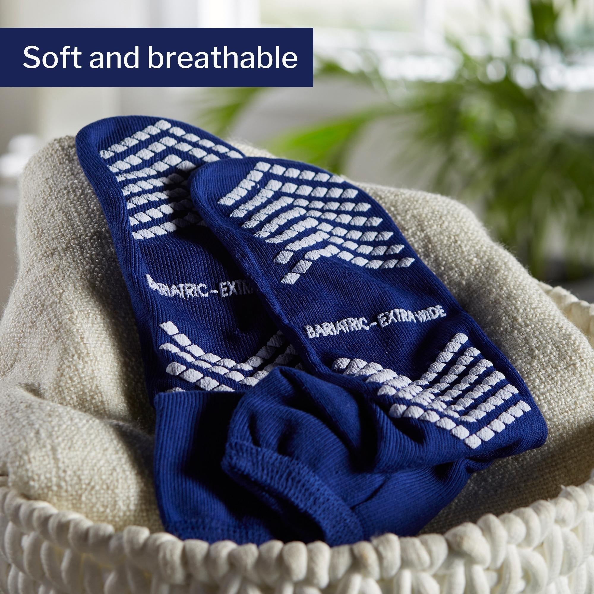 Slipper Socks McKesson Unisex Adult Bariatric / X-Wide Single Tread Single Patient Use Royal Blue, Packaging Type- Case