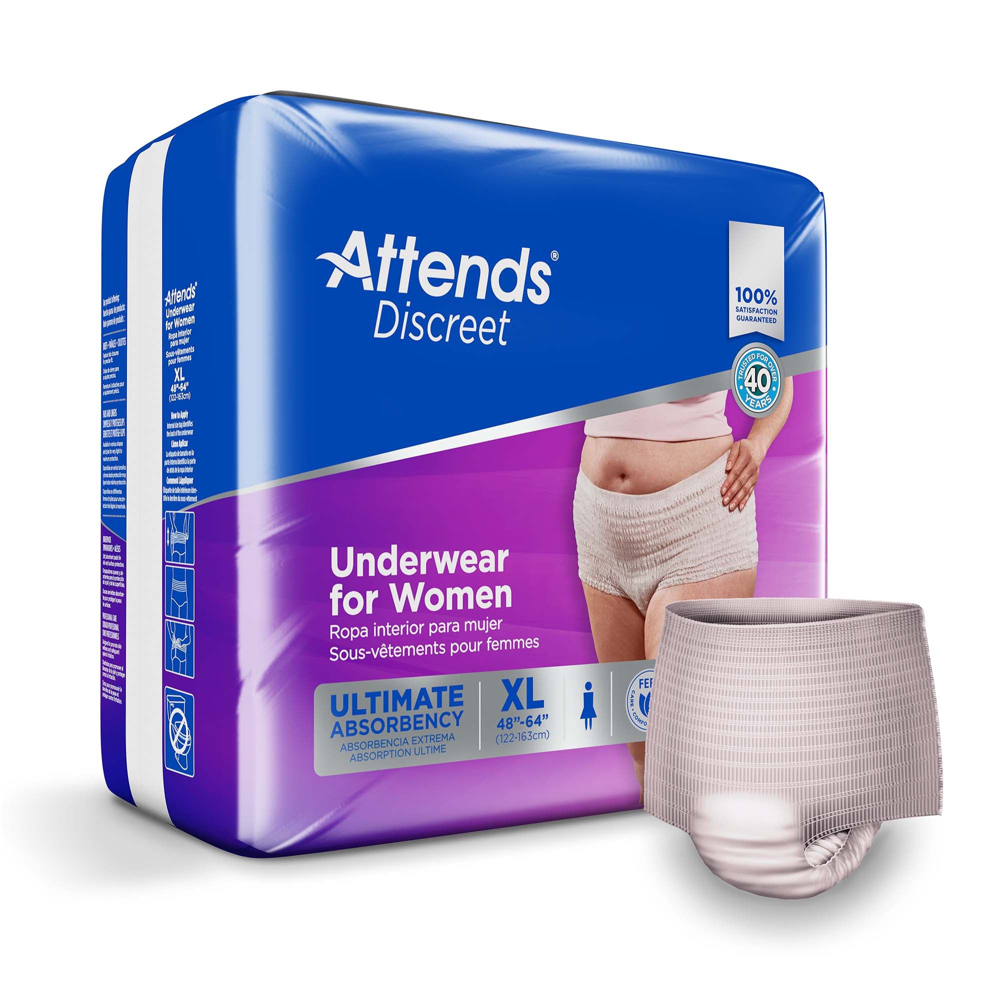 Female Adult Absorbent Underwear Attends Discreet Pull On with Tear Away Seams Disposable Heavy Absorbency