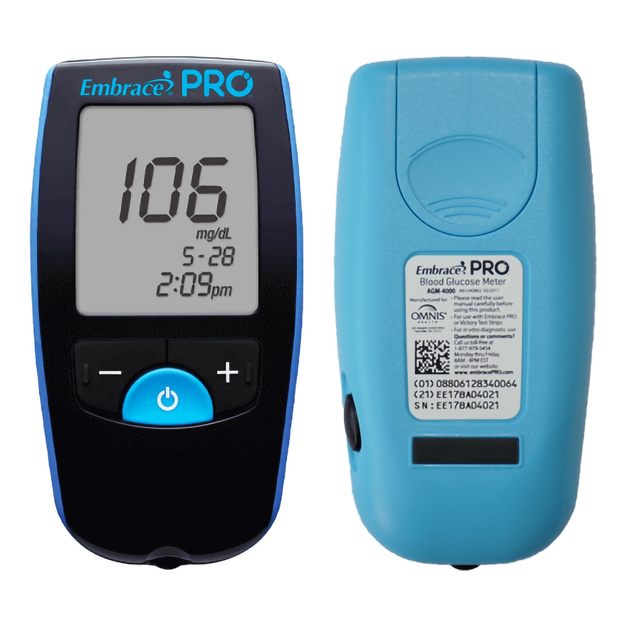 Blood Glucose Meter Embrace 5 Second Results Stores up to 500 Results No Coding Required,Packaging Type- Each