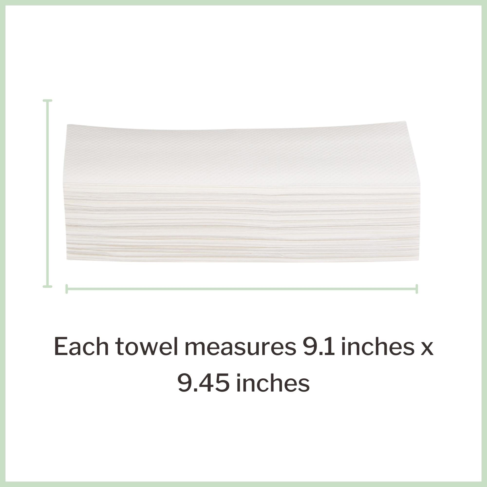 White folded paper towels stack front view