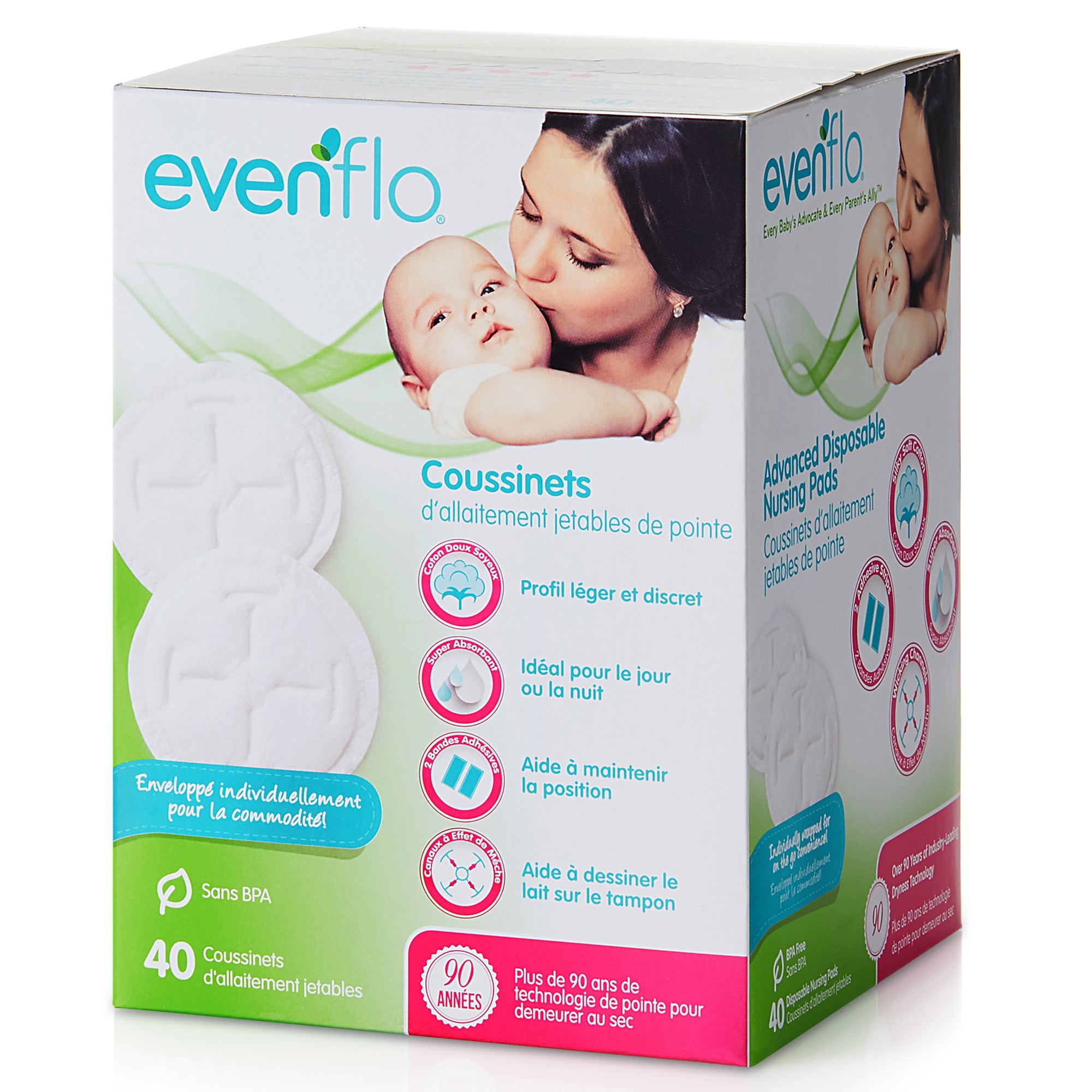 Nursing Pad Evenflo Advanced One Size Fits Most Soft Breathable Material Disposable