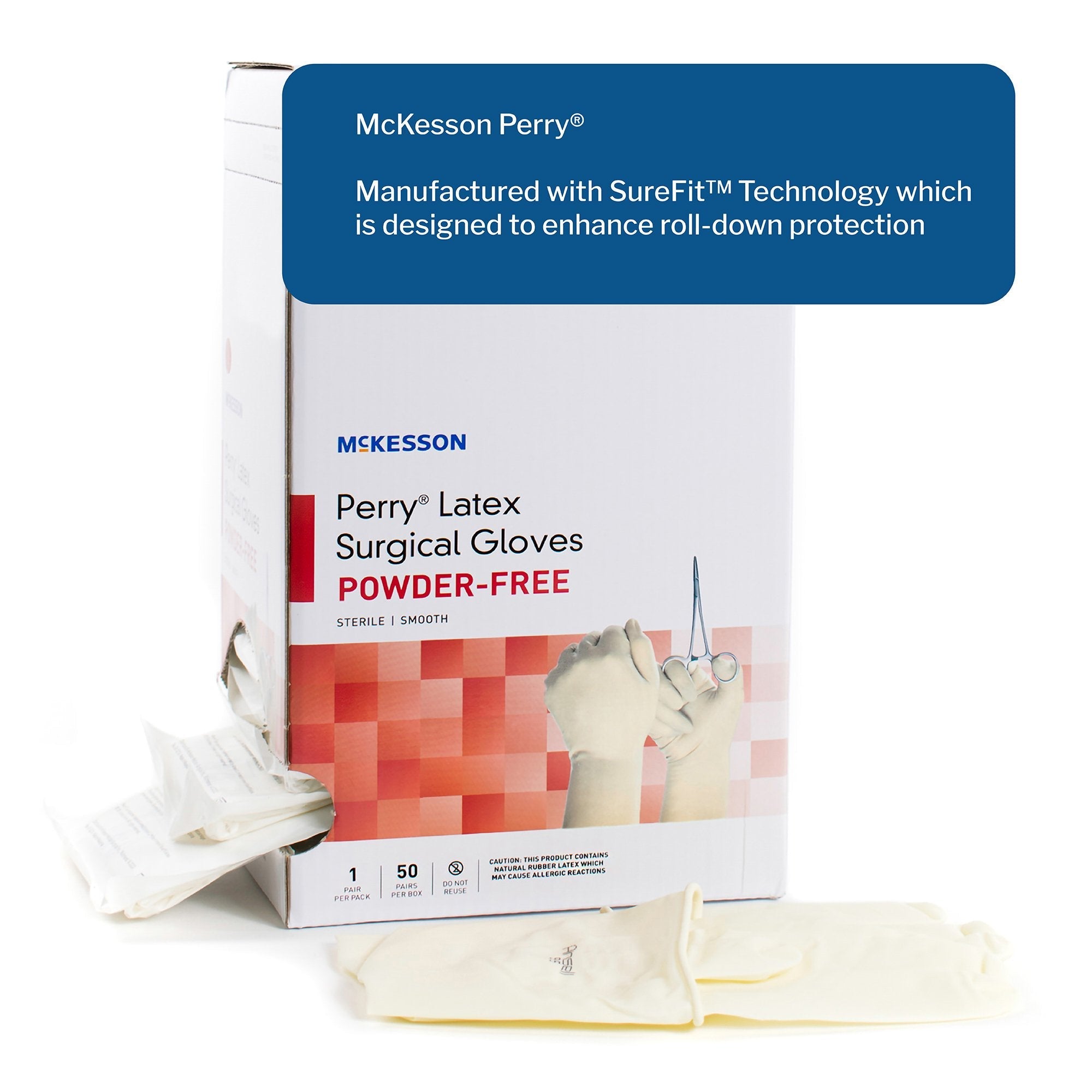 Surgical Glove McKesson Perry Size 8.5 Sterile Latex Standard Cuff Length Smooth Cream Not Chemo Approved, Packaging Type- Box