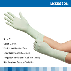 Surgical Glove McKesson Perry Performance Plus Size 7 Sterile Polyisoprene Standard Cuff Length Smooth Green Chemo Tested | 4Box/Case