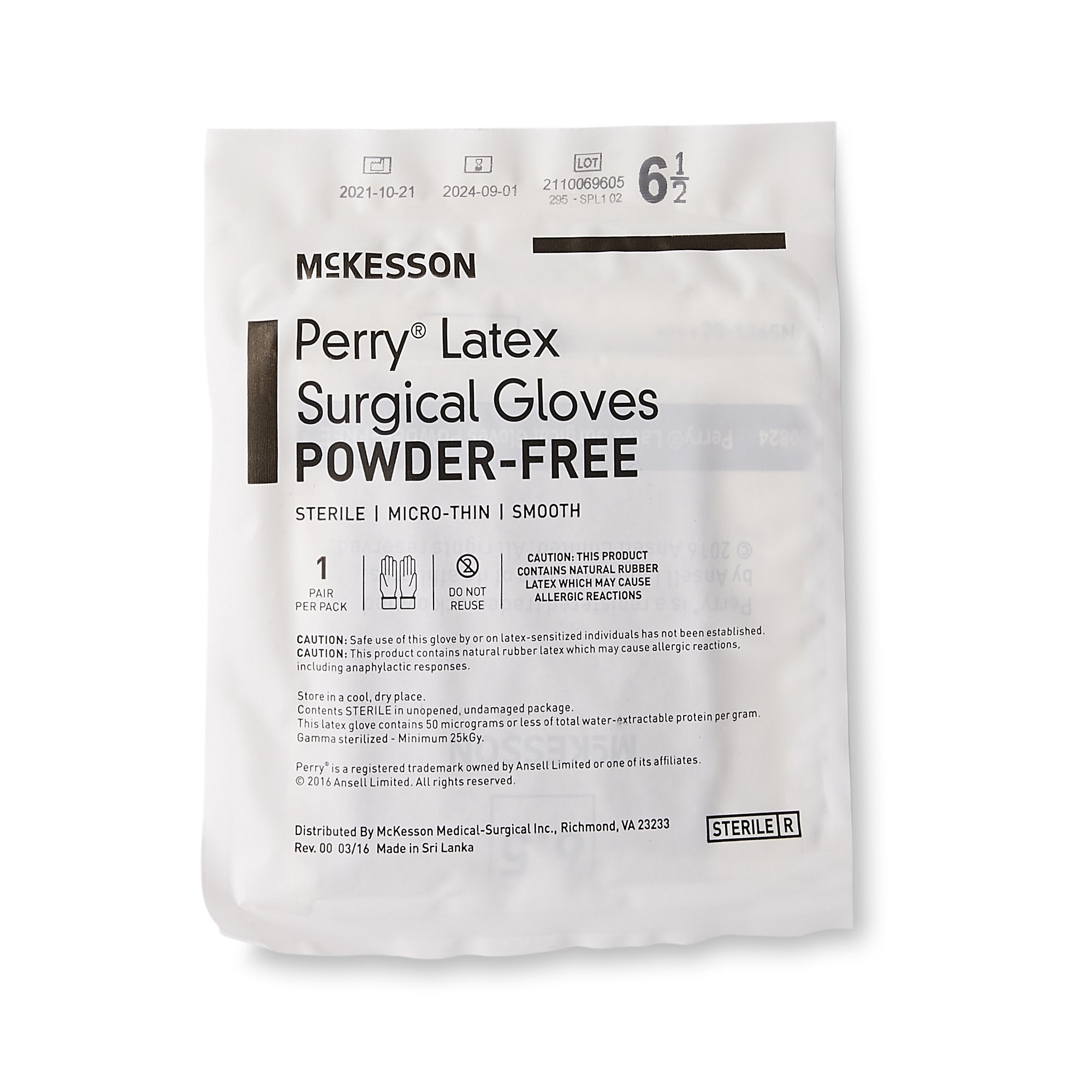 Surgical Glove McKesson Perry Size 6.5 Sterile Latex Standard Cuff Length Smooth Brown Not Chemo Approved | 4Box/Case