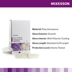 Surgical Glove McKesson Perry Synthetic Surgical Gloves Size 7 Sterile Polychloroprene Standard Cuff Length Smooth Cream Chemo Tested | 4Box/Case