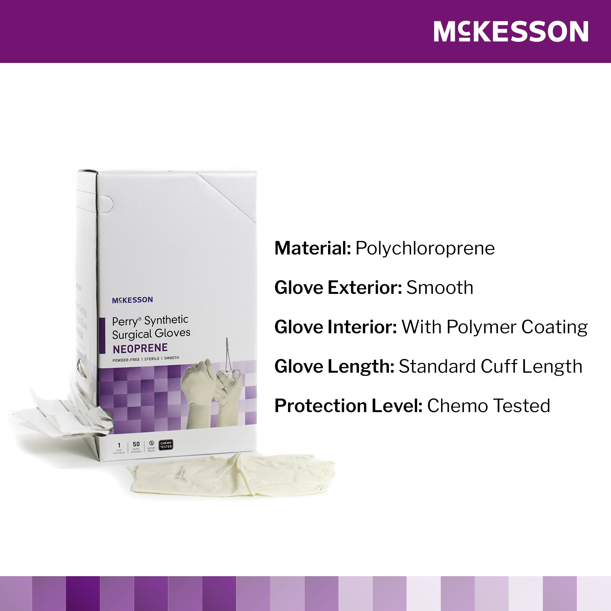 Surgical Glove McKesson Perry Synthetic Surgical Gloves Size 7 Sterile Polychloroprene Standard Cuff Length Smooth Cream Chemo Tested | 4Box/Case