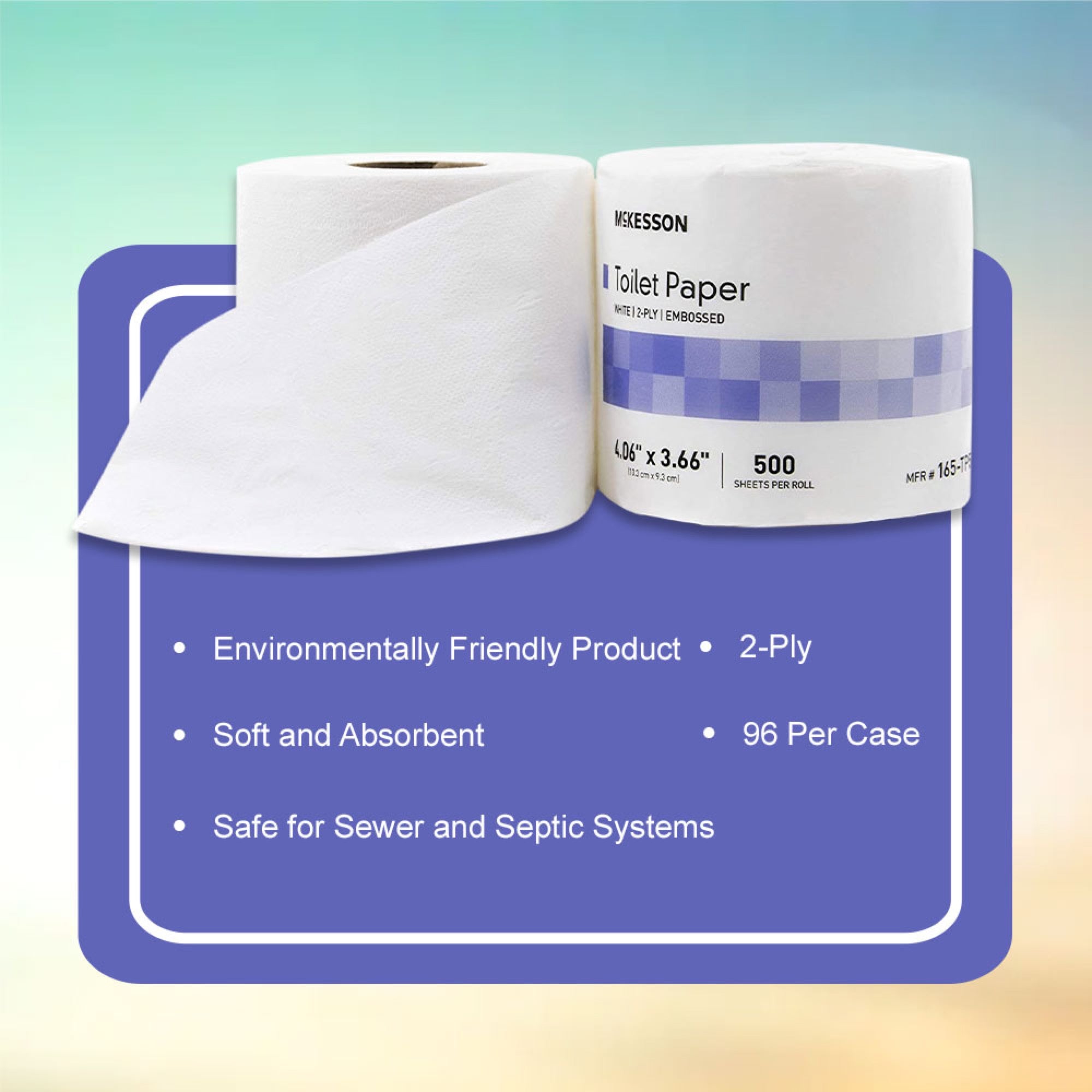 Toilet Tissue McKesson White 2-Ply Standard Size Cored Roll 500 Sheets 3-3/5 X 4 Inch, Packaging Type- Case