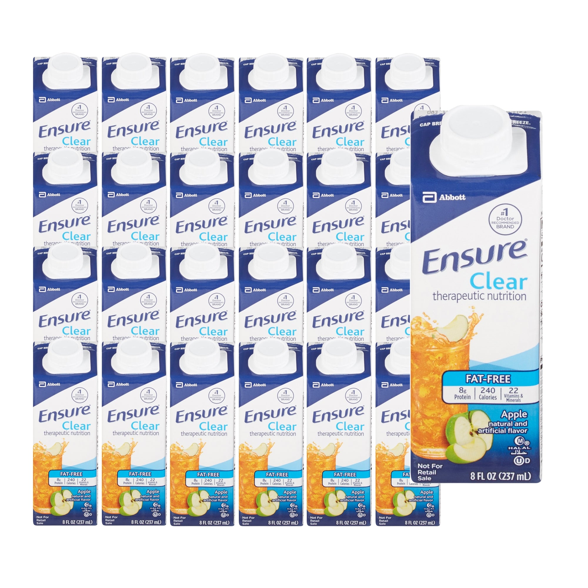 Oral Supplement Ensure Clear Therapeutic Nutrition Apple Flavor Liquid 8 oz. Reclosable Carton | 24/Case)
