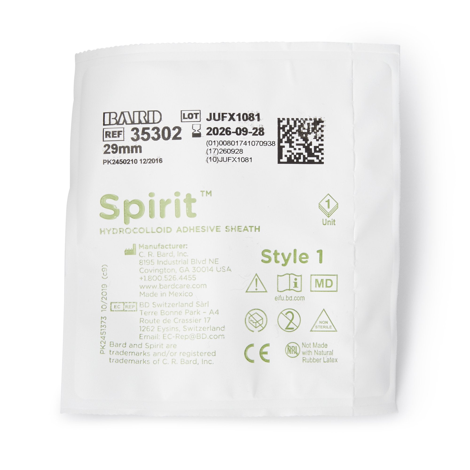 Male External Catheter Spirit1 Self-Adhesive Seal Hydrocolloid Silicone Medium, Packaging Type- Case