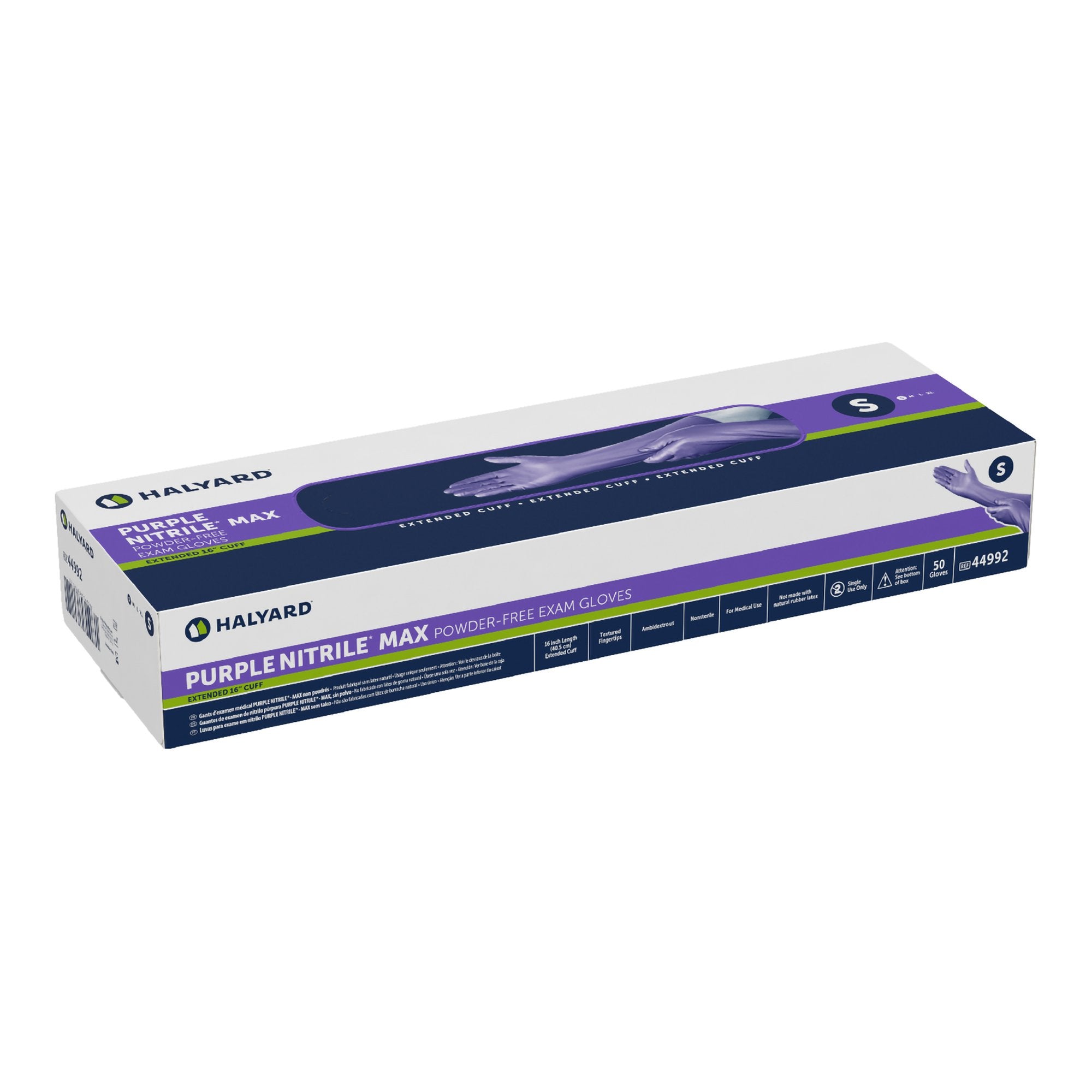 exam glove purple nitrile max small nonsterile nitrile extended cuff length fully textured purple not rated packaging type case