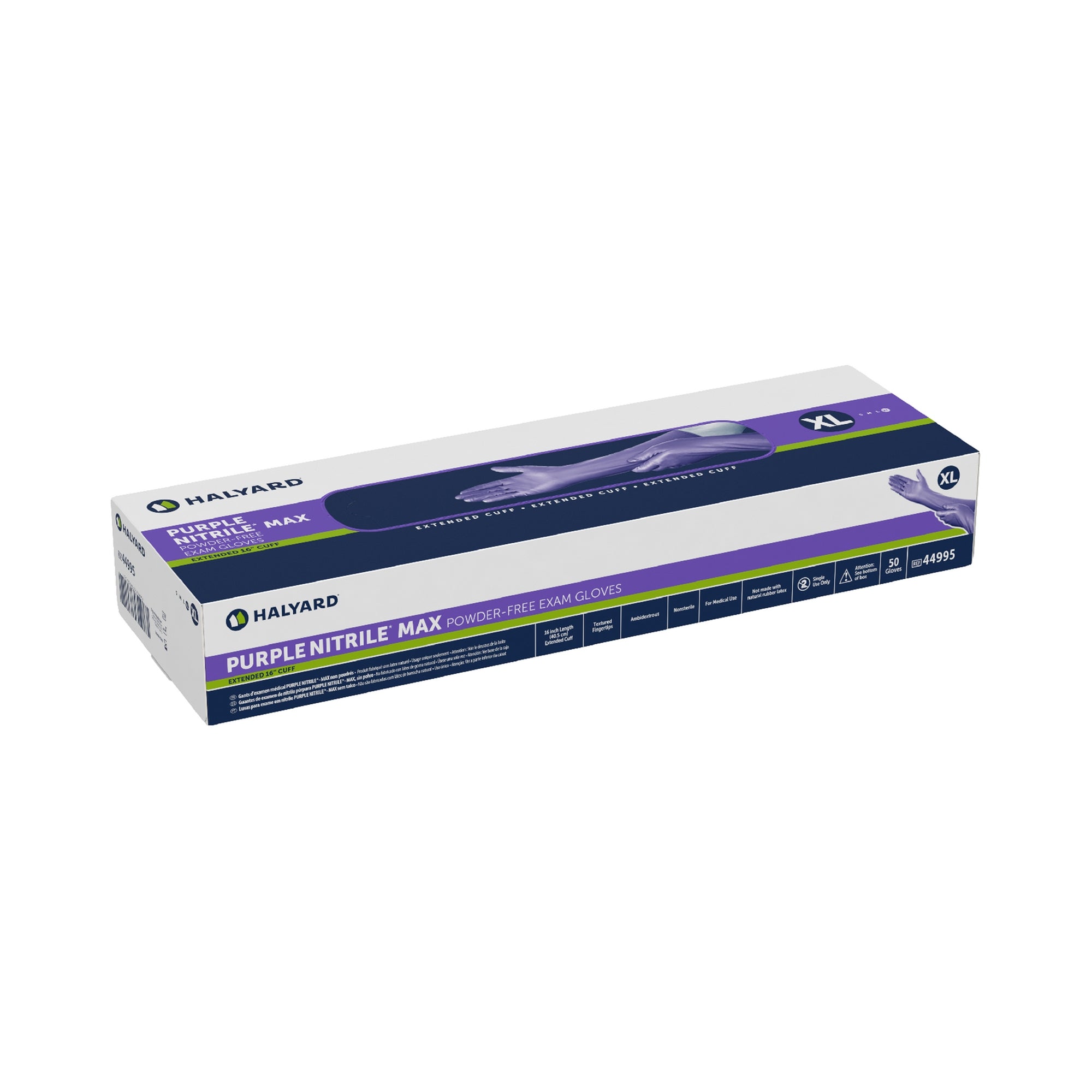 Exam Glove Purple Nitrile Max X-Large NonSterile Nitrile Extended Cuff Length Fully Textured Purple Not Rated,Packaging Type- Box
