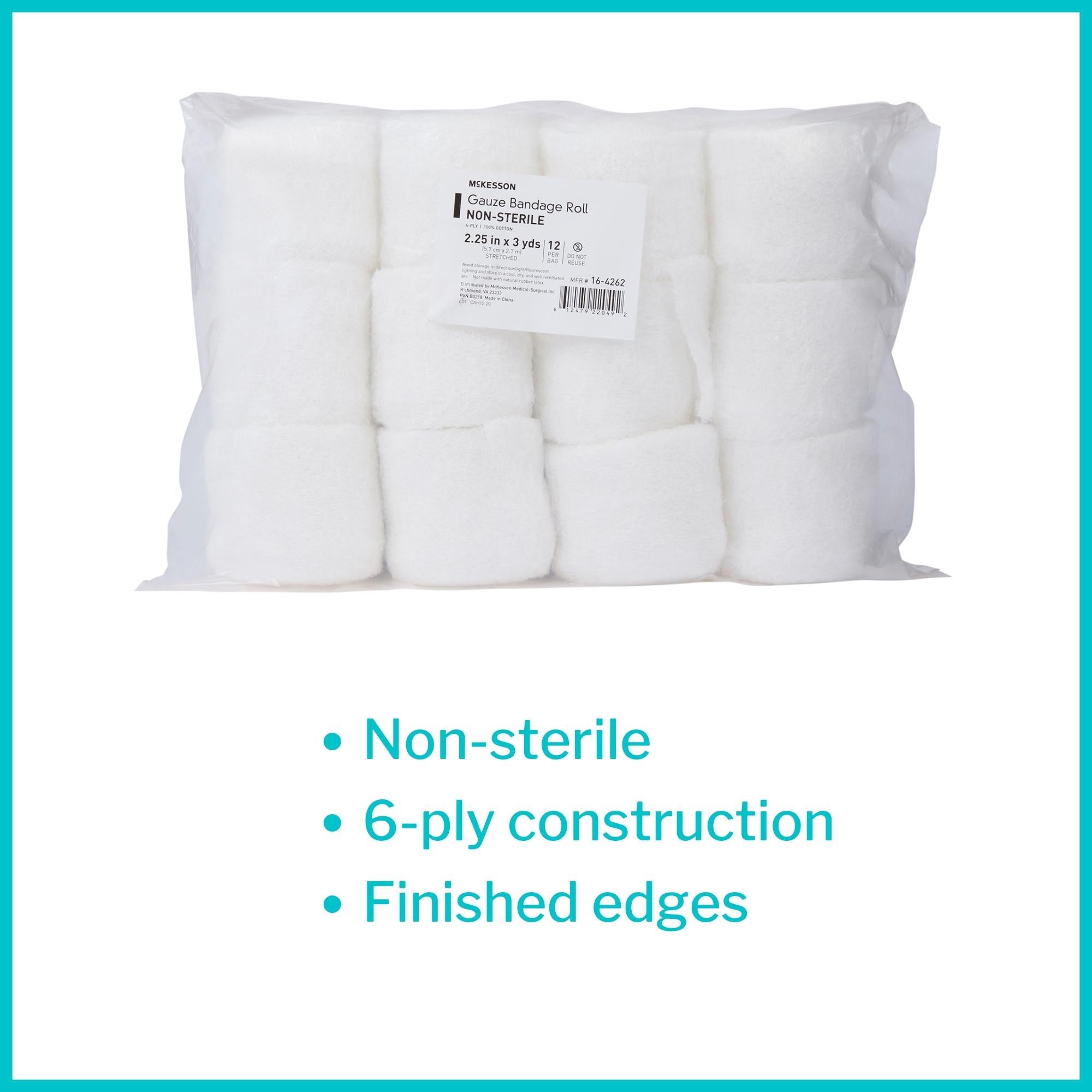 Fluff Bandage Roll McKesson 2-1/2 Inch X 3 Yard 6-Ply NonSterile 12 per Bag, Packaging Type- Case