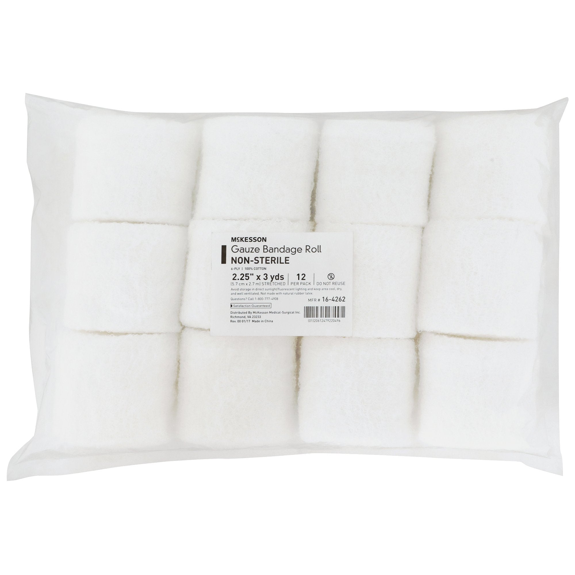 Fluff Bandage Roll McKesson 2-1/2 Inch X 3 Yard 6-Ply NonSterile 12 per Bag, Packaging Type- Case