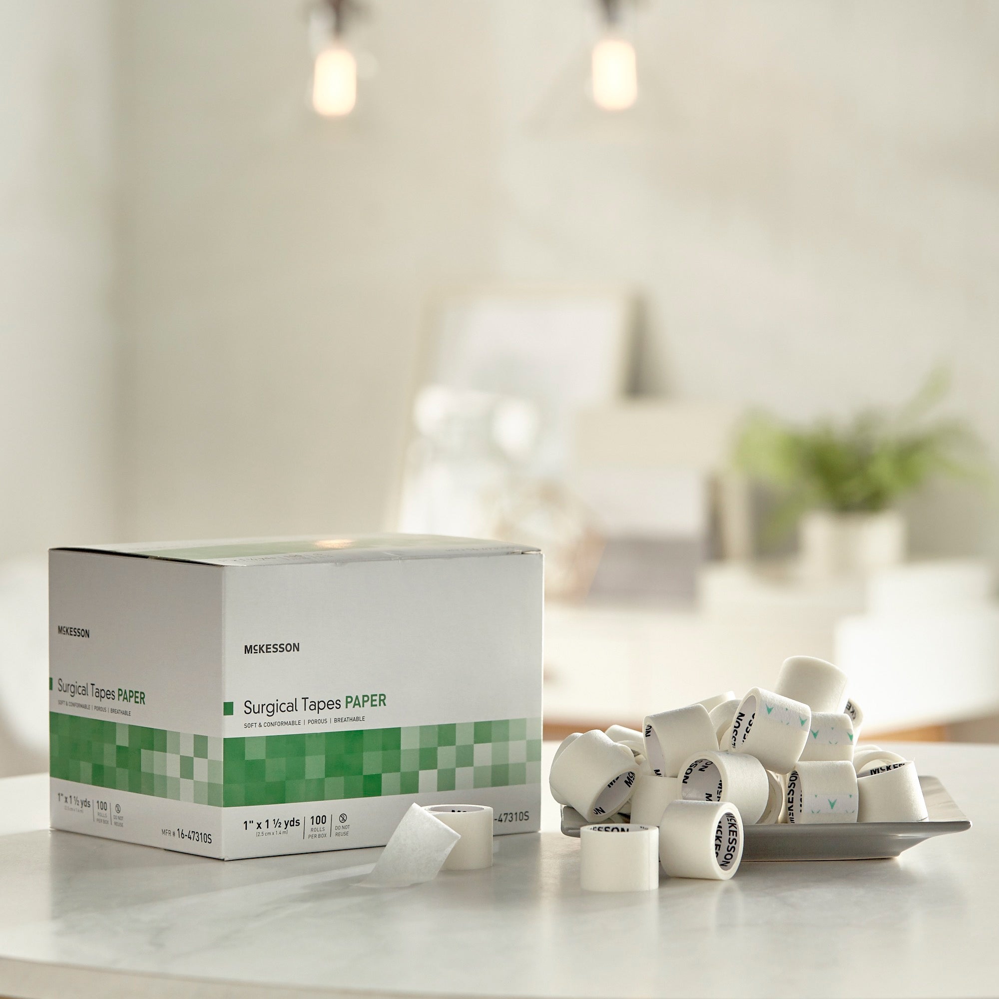 Medical Tape McKesson White 1 Inch X 1-1/2 Yard Paper NonSterile, Packaging Type- Case