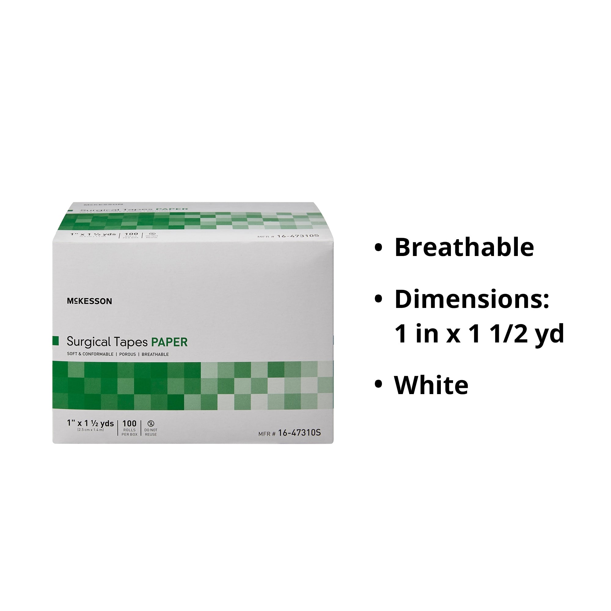 Medical Tape McKesson White 1 Inch X 1-1/2 Yard Paper NonSterile, Packaging Type- Case