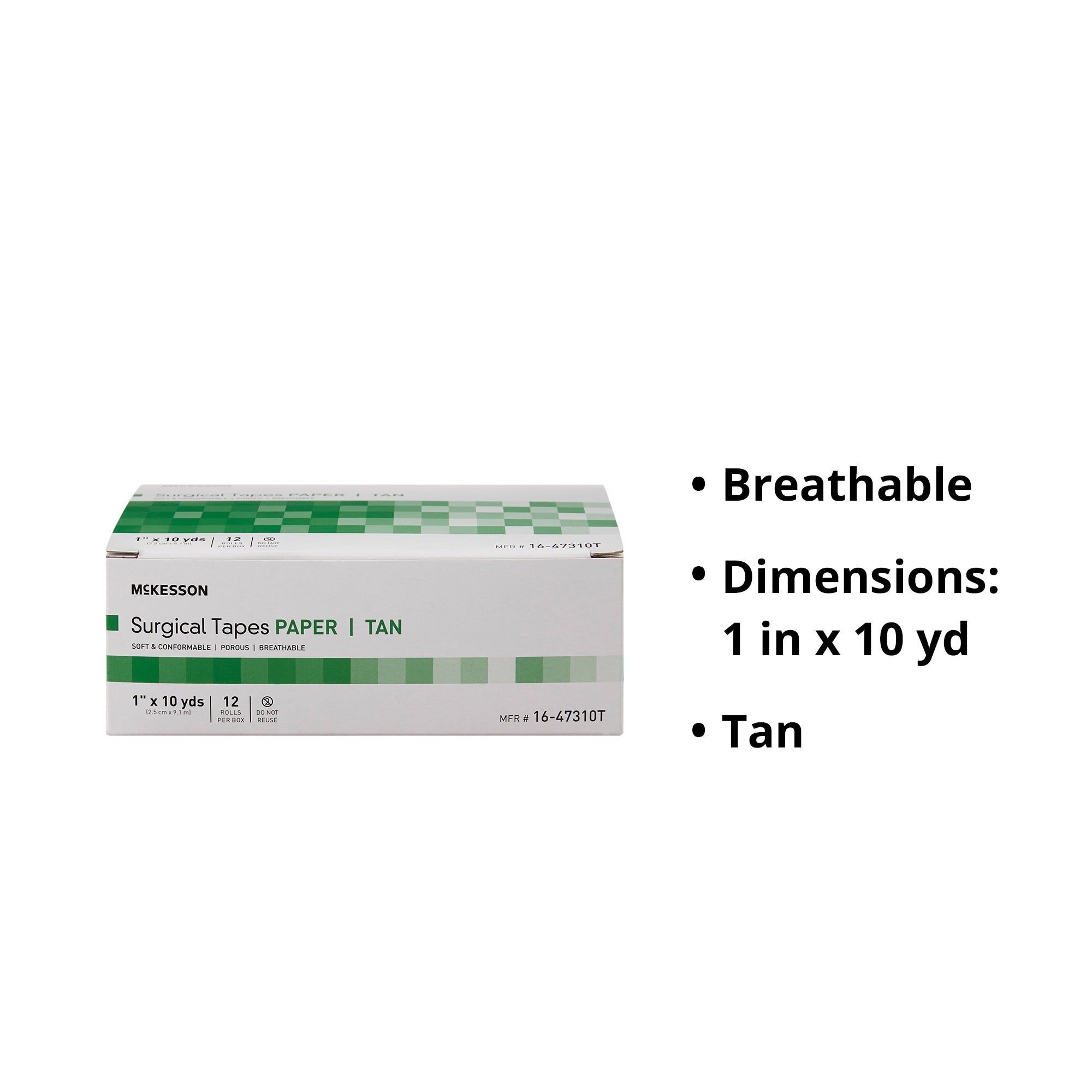 Medical Tape McKesson Tan 1 Inch X 10 Yard Paper NonSterile, Packaging Type- Case