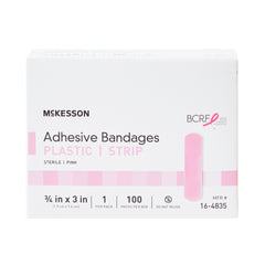 Adhesive Strip McKesson 3/4 X 3 Inch Plastic Rectangle Pink Sterile, Packaging Type- Case