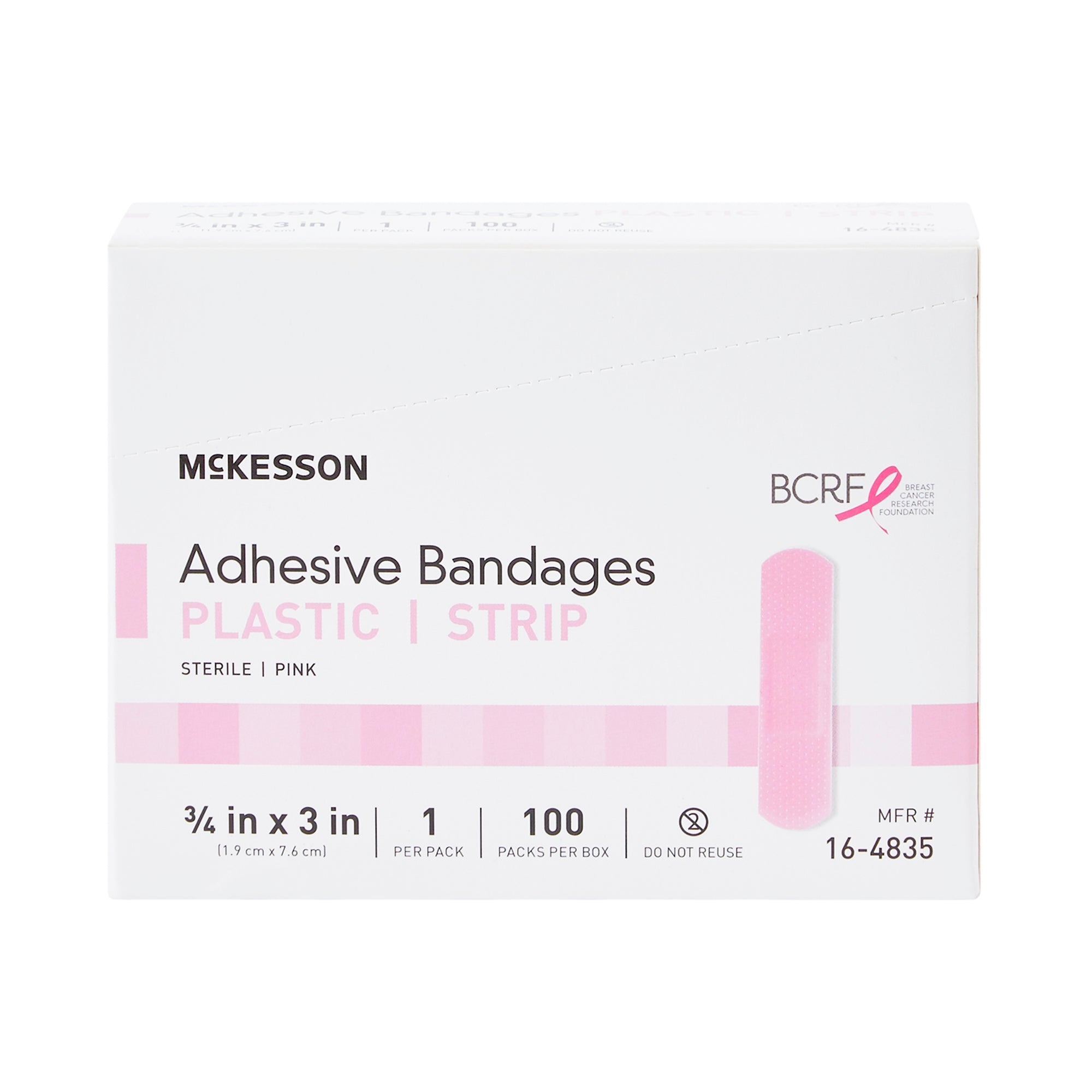 Adhesive Strip McKesson 3/4 X 3 Inch Plastic Rectangle Pink Sterile, Packaging Type- Case