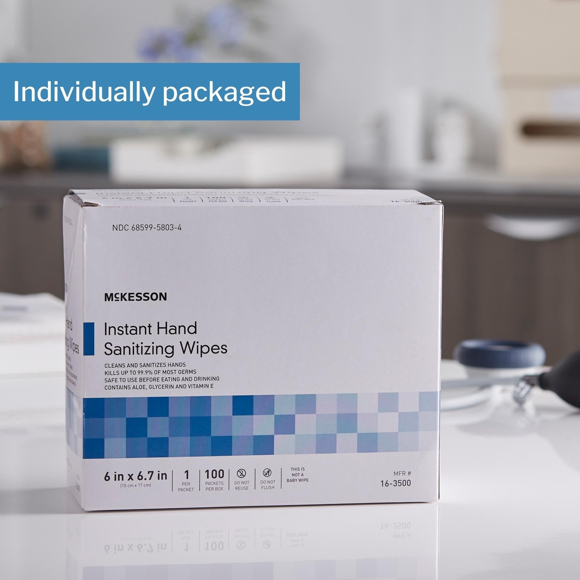 Hand Sanitizing Wipe McKesson 100 Count Ethyl Alcohol Wipe Individual Packet
