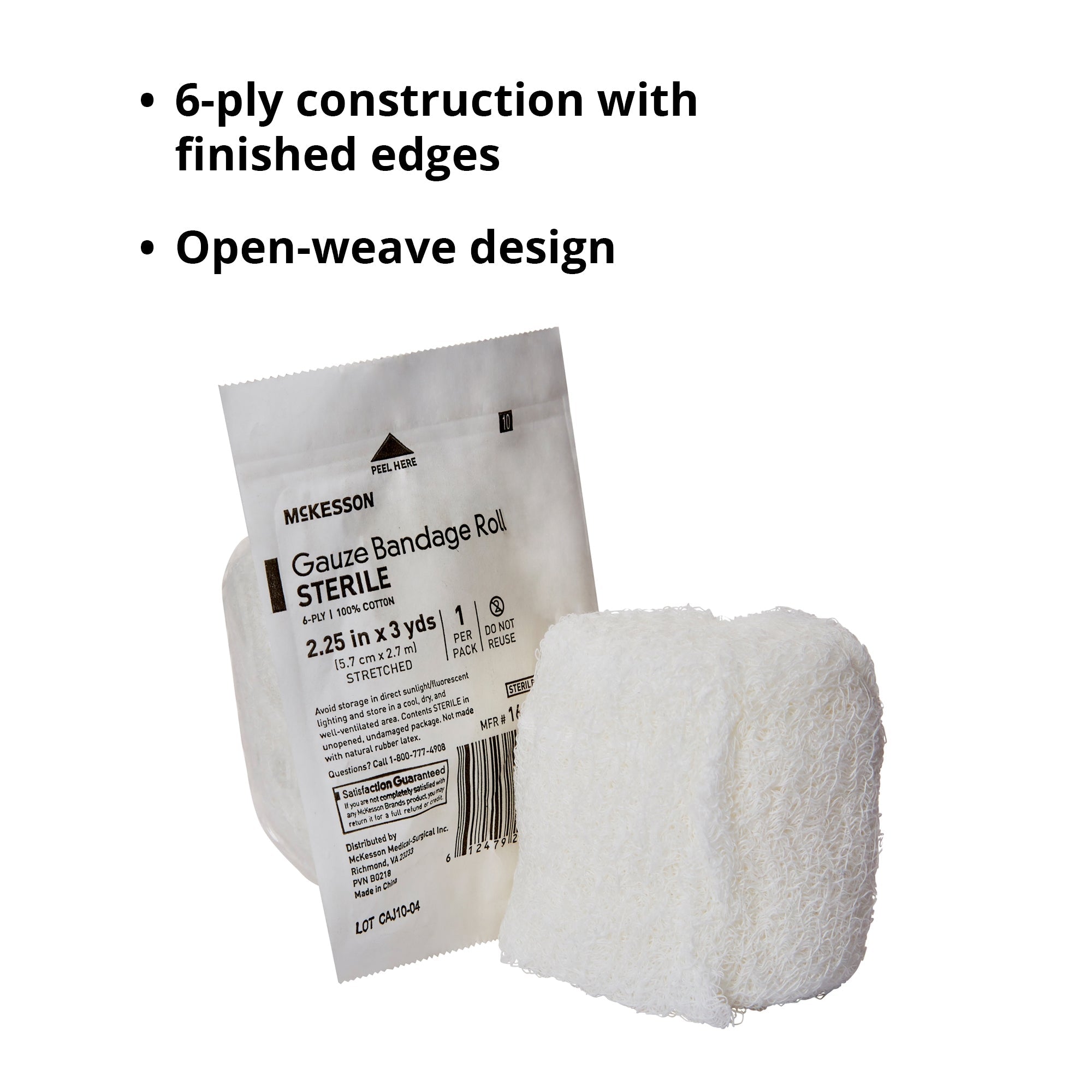 Fluff Bandage Roll McKesson 2-1/4 Inch X 3 Yard 6-Ply Sterile 1 per Pouch, Packaging Type- Case