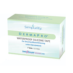 Waterproof Medical Tape DermaPro White 1 Inch X 5 Yard Silicone NonSterile | 12RL/Box