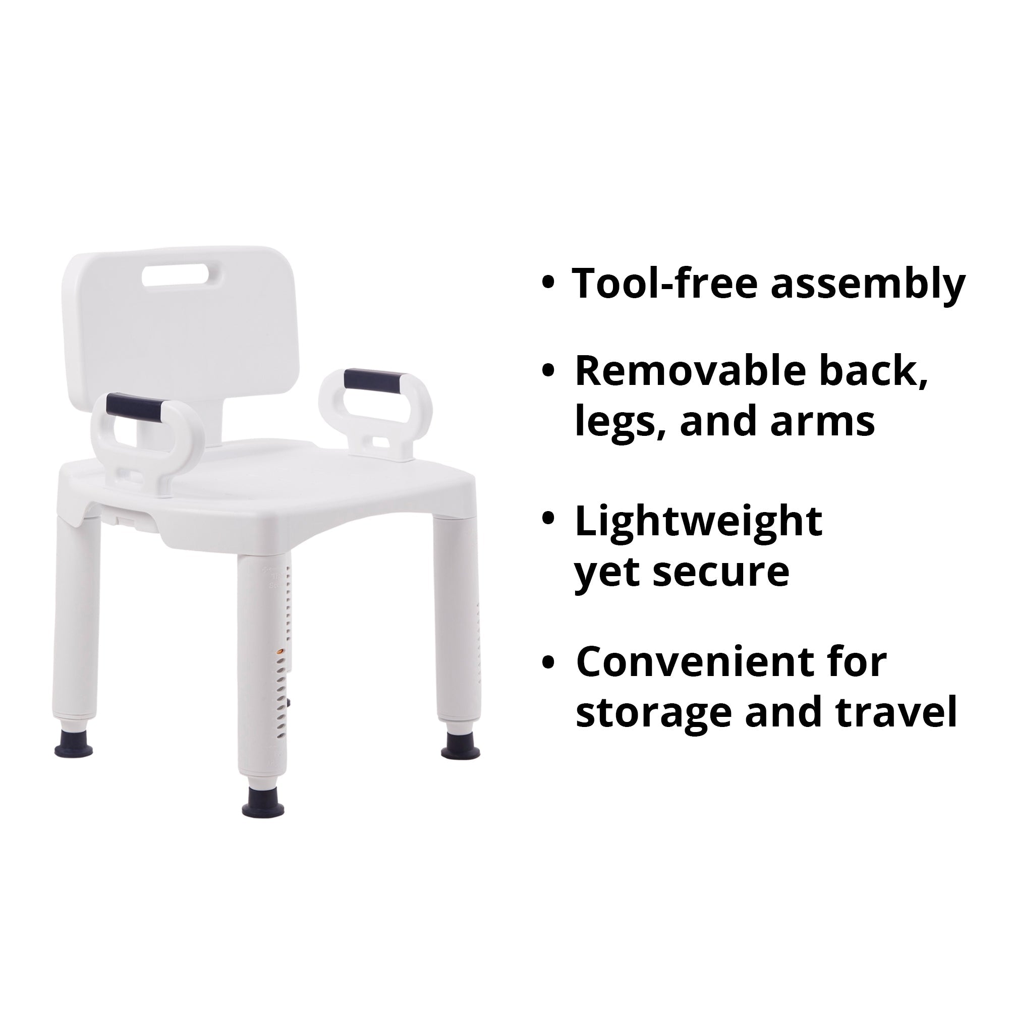 Bath Bench McKesson Removable Arms Plastic Frame Removable Backrest 21-1/4 Inch Seat Width 350 lbs. Weight Capacity, Packaging Type- Each