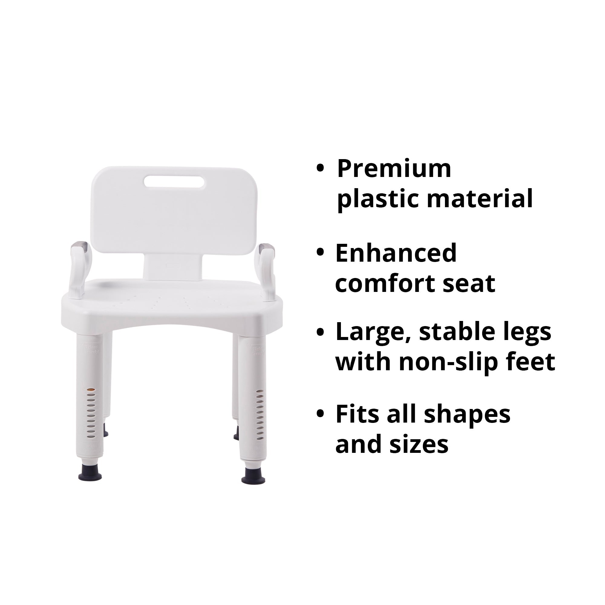 Bath Bench McKesson Removable Arms Plastic Frame Removable Backrest 21-1/4 Inch Seat Width 350 lbs. Weight Capacity, Packaging Type- Each