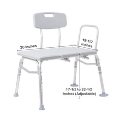 McKesson Knocked Down Bath Transfer Bench Removable Arm Rail 17-1/2 to 22-1/2 Inch Seat Height 400 lbs. Weight Capacity