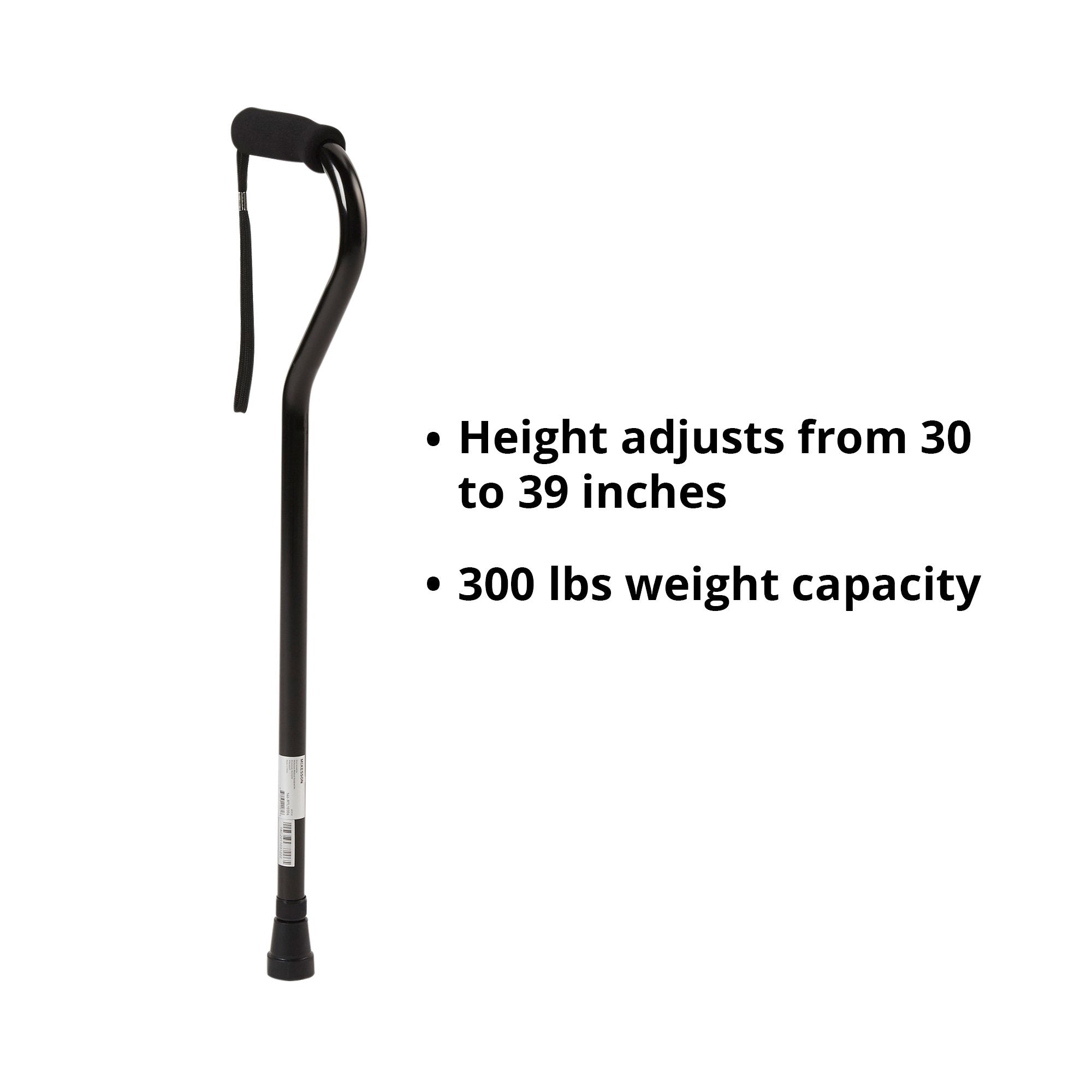 Offset Cane McKesson Aluminum 30 to 39 Inch Height Black, Packaging Type- Case