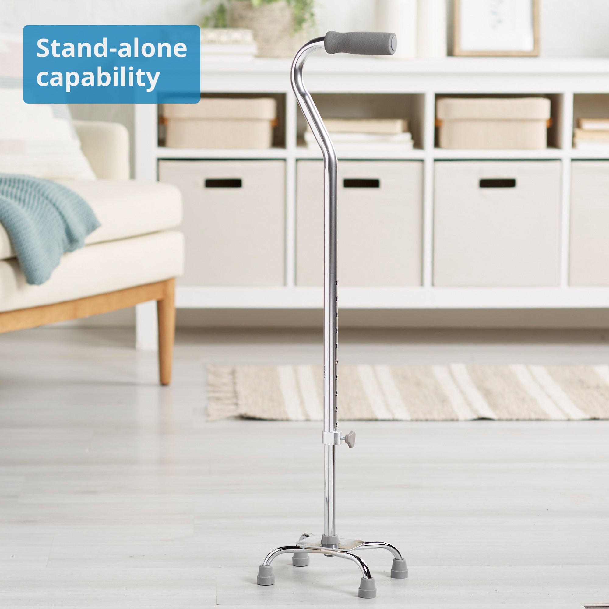 Small Base Quad Cane McKesson Steel 30 to 39 Inch Height Chrome, Packaging Type- Each