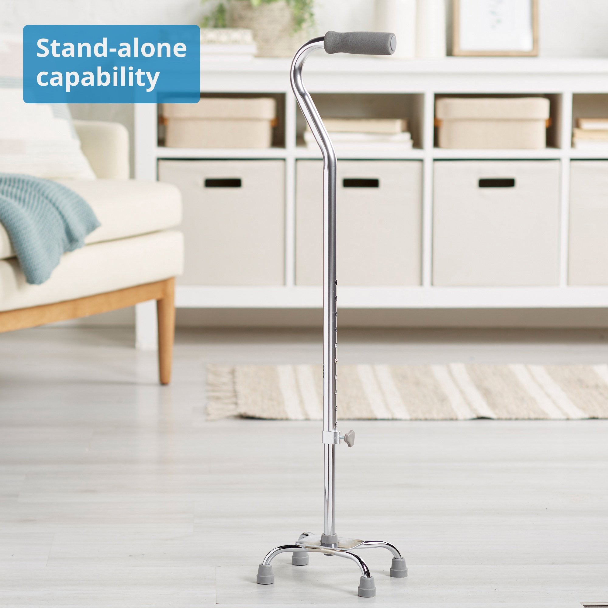 Small Base Quad Cane McKesson Steel 30 to 39 Inch Height Chrome, Packaging Type- Case