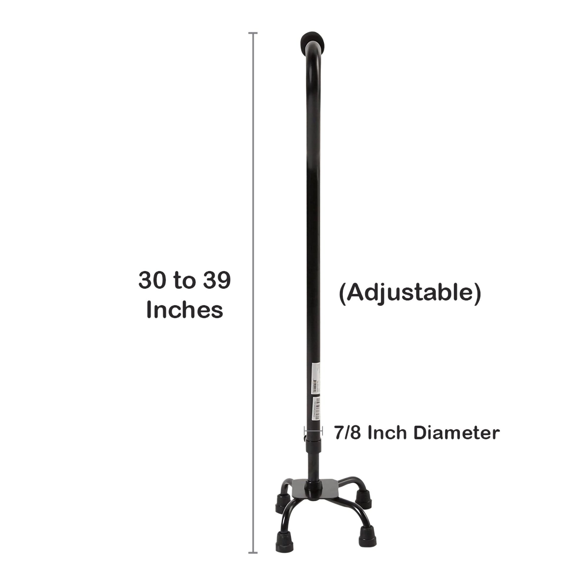 Small Base Quad Cane McKesson Steel 30 to 39 Inch Height Black, Packaging Type- Case