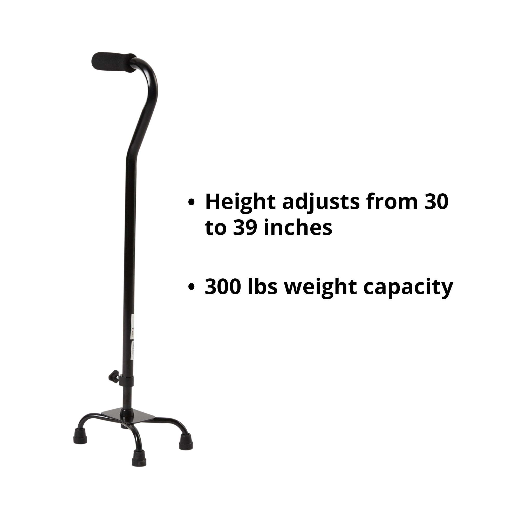 Small Base Quad Cane McKesson Steel 30 to 39 Inch Height Black, Packaging Type- Case