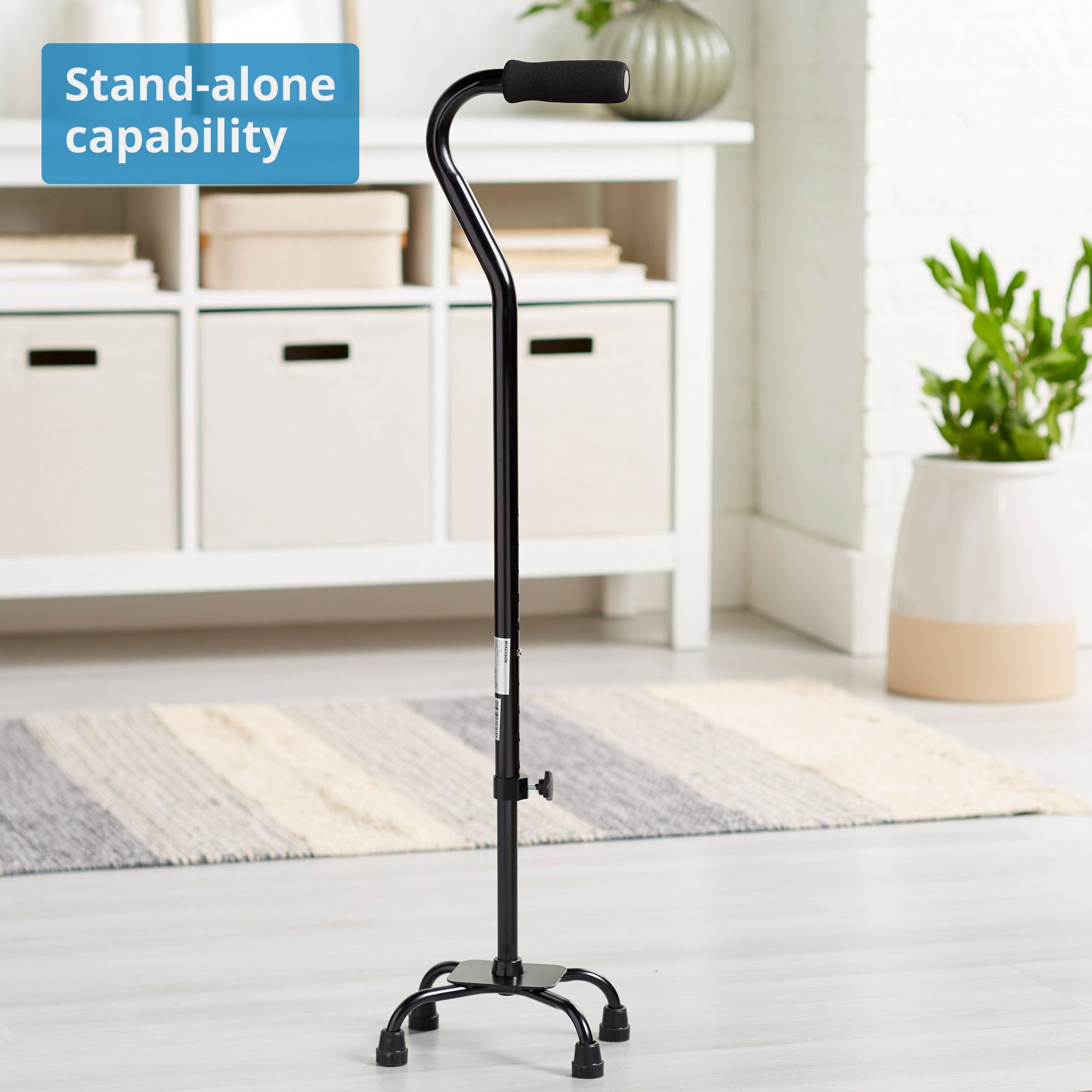 Small Base Quad Cane McKesson Steel 30 to 39 Inch Height Black, Packaging Type- Case