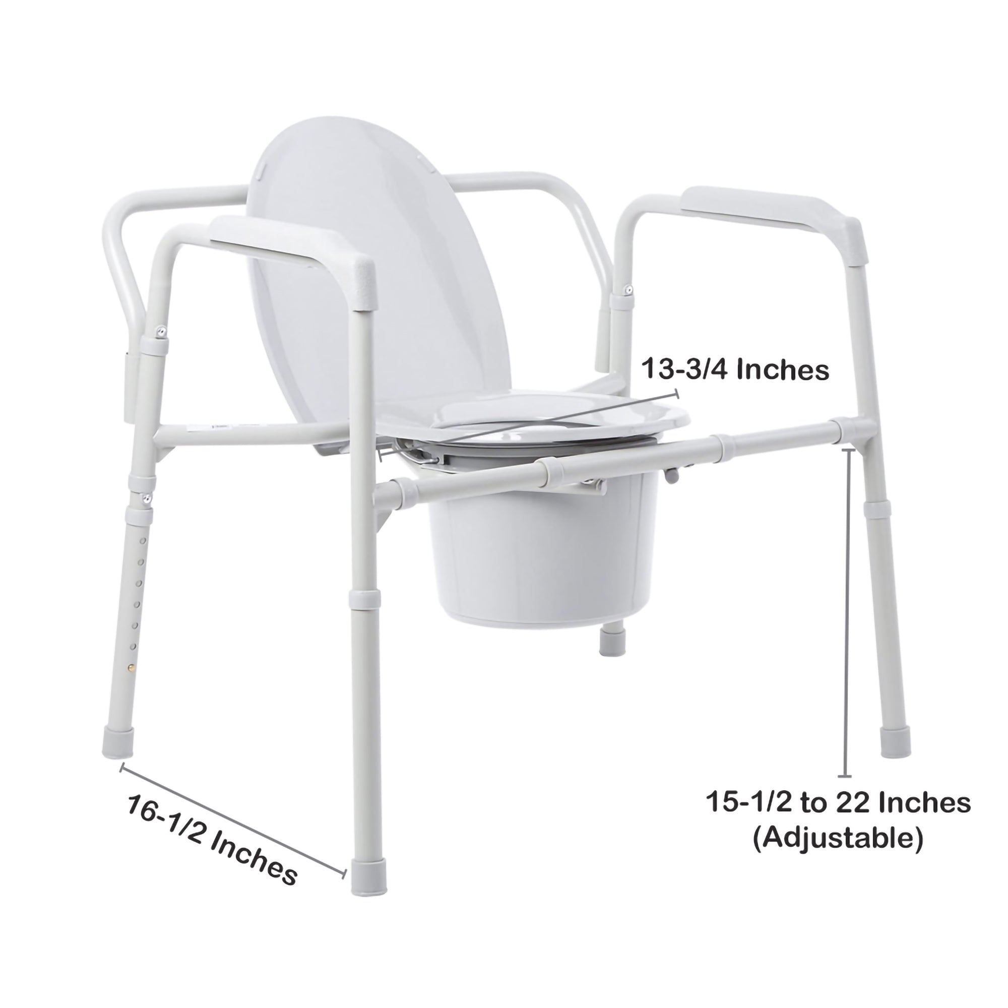 Commode Chair McKesson Fixed Arms Steel Frame Back Bar 13-3/4 Inch Seat Width 650 lbs. Weight Capacity