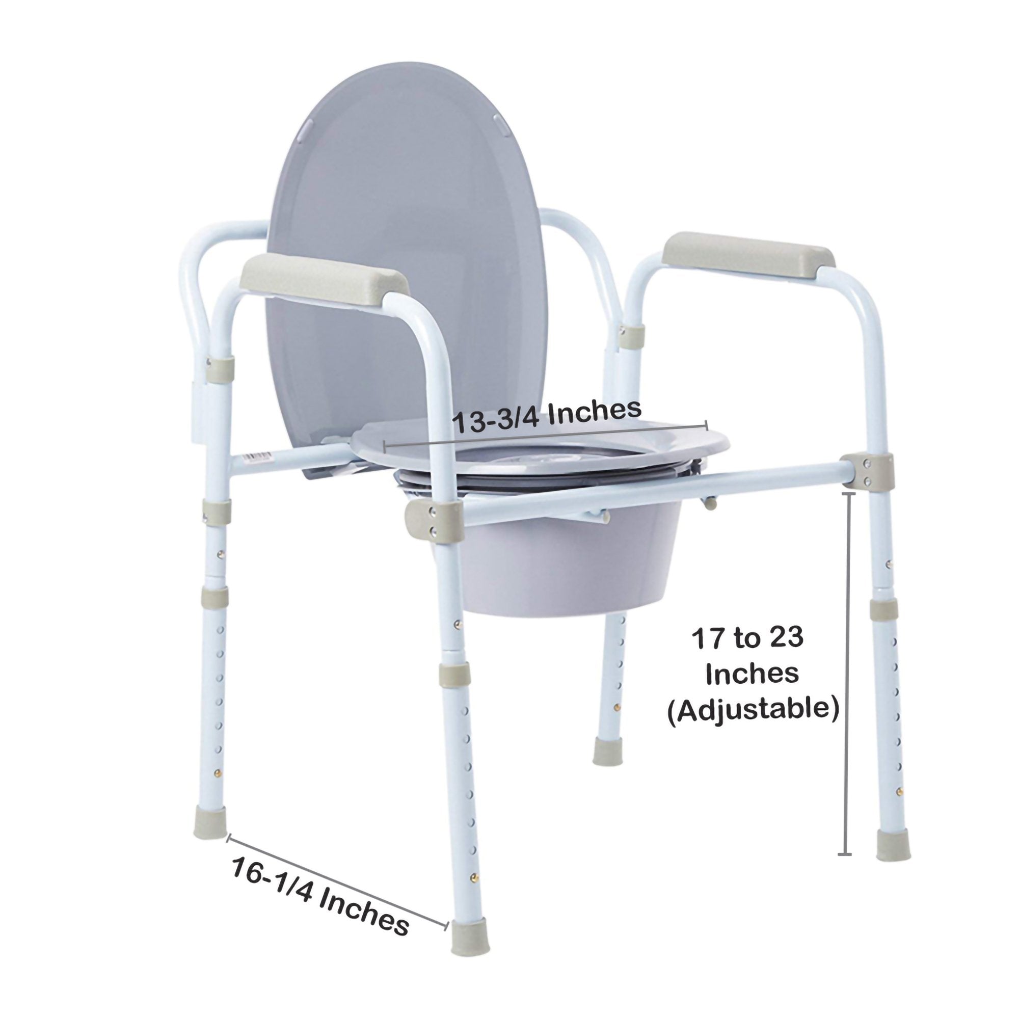 3-in-1 Commode Chair McKesson Fixed Arms Steel Frame Back Bar 13-3/4 Inch Seat Width 350 lbs. Weight Capacity, Packaging Type- Each