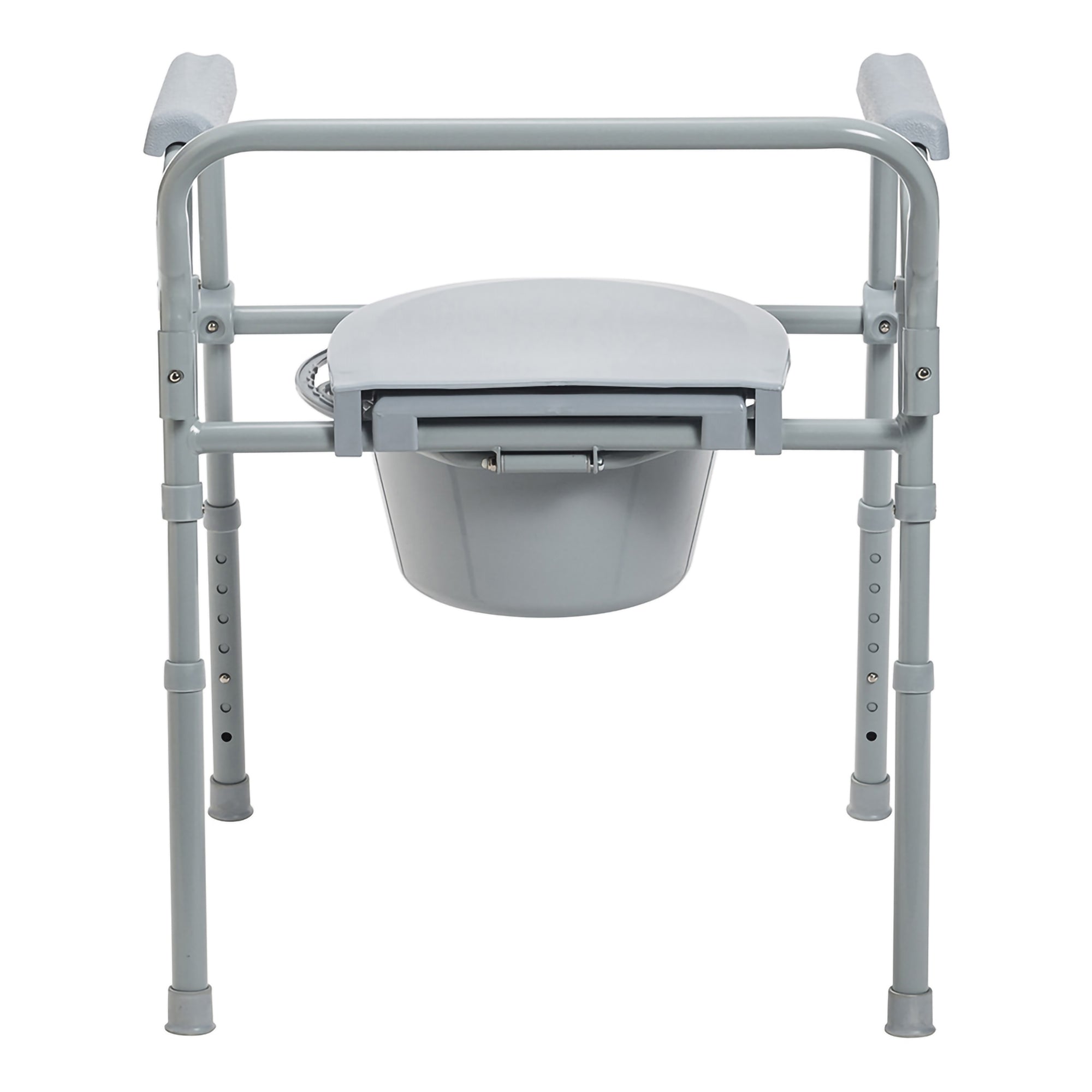 Commode Chair McKesson Fixed Arms Steel Frame Back Bar 13-1/2 Inch Seat Width 350 lbs. Weight Capacity