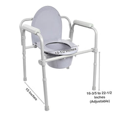 Commode Chair McKesson Fixed Arms Steel Frame Back Bar 13-1/2 Inch Seat Width 350 lbs. Weight Capacity