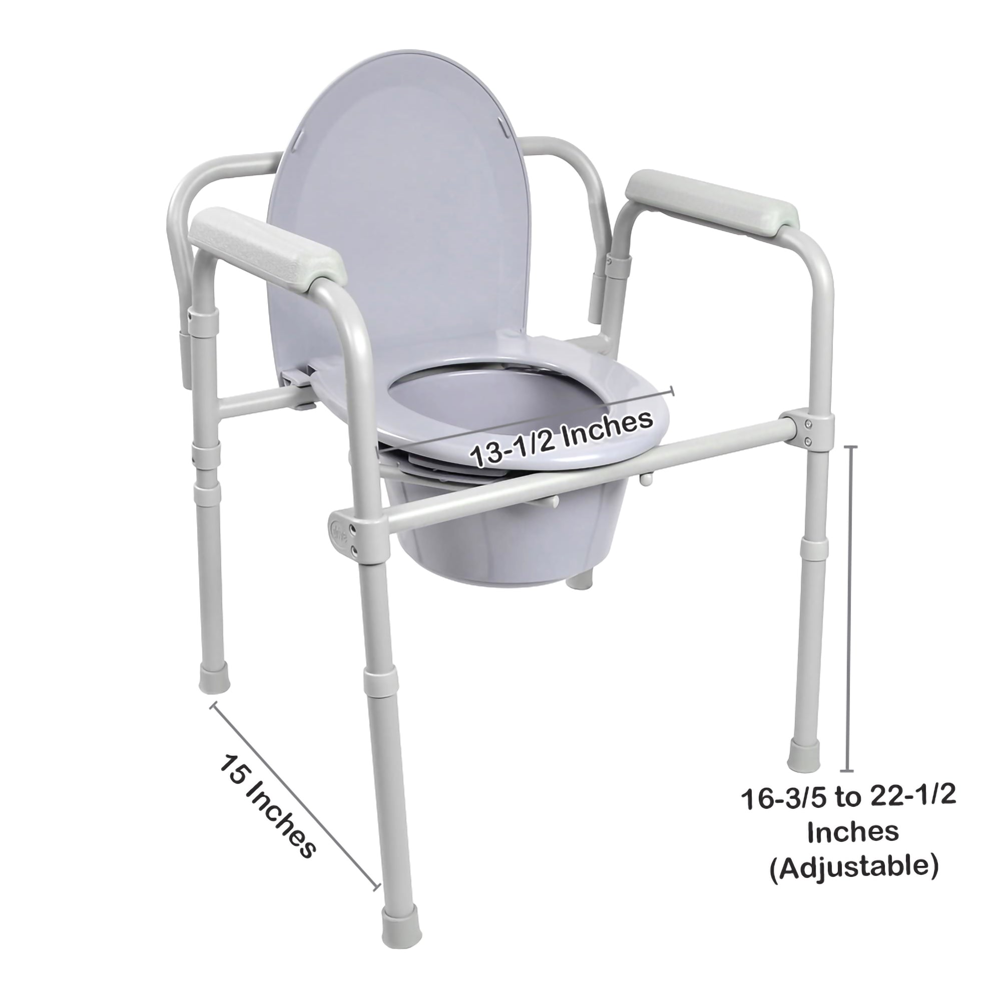 Commode Chair McKesson Fixed Arms Steel Frame Back Bar 13-1/2 Inch Seat Width 350 lbs. Weight Capacity