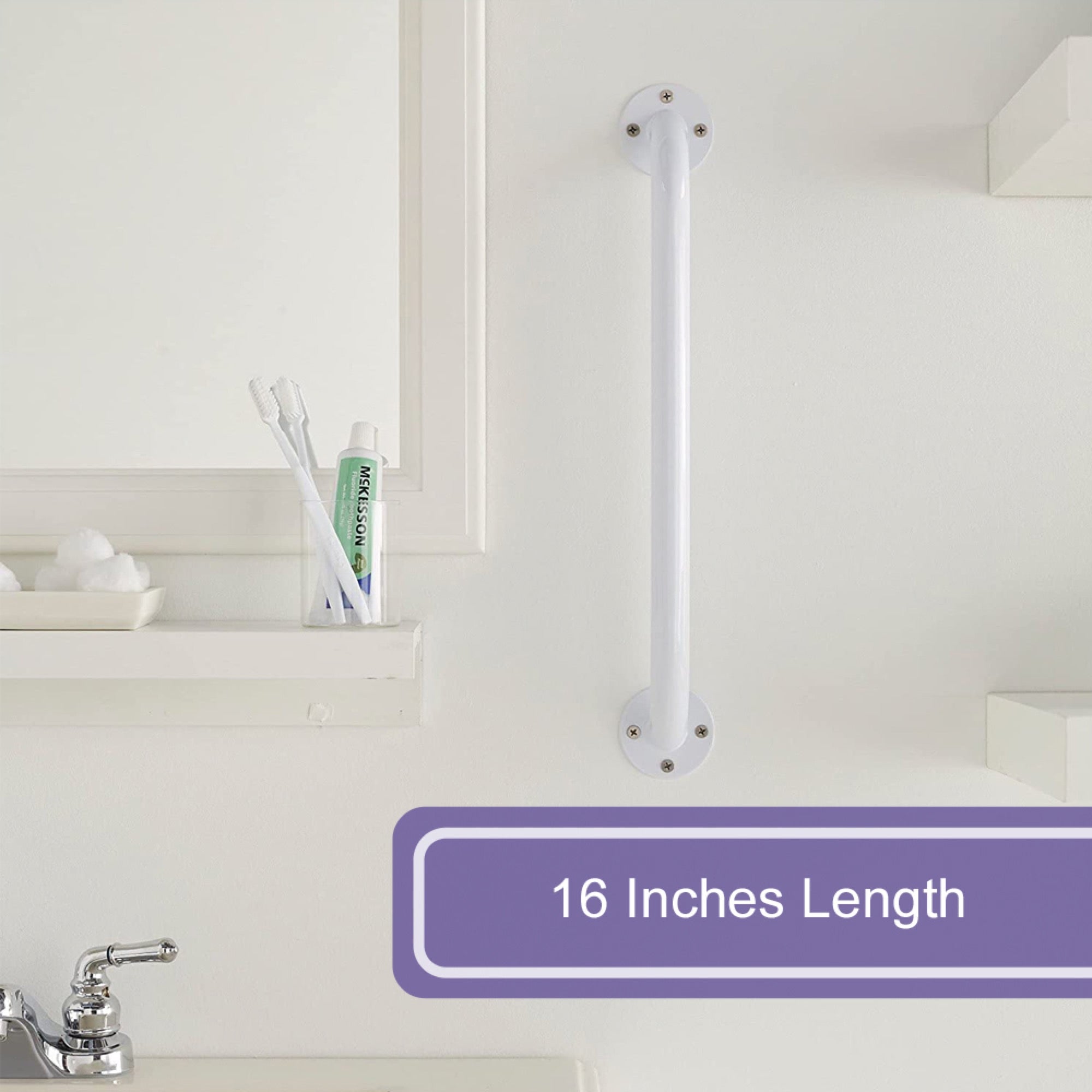 Wall Grab Bar McKesson White Steel, Packaging Type- Case