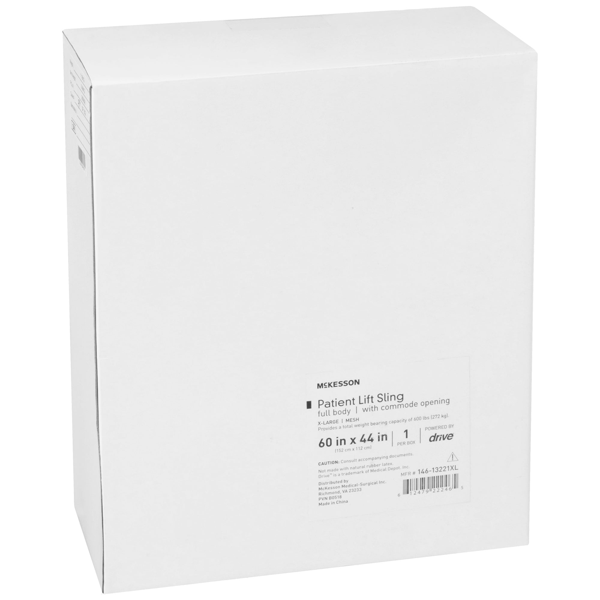 Full Body Commode Sling McKesson 4 or 6 Point Cradle Without Head Support Extra Large 600 lbs. Weight Capacity, Packaging Type- Case