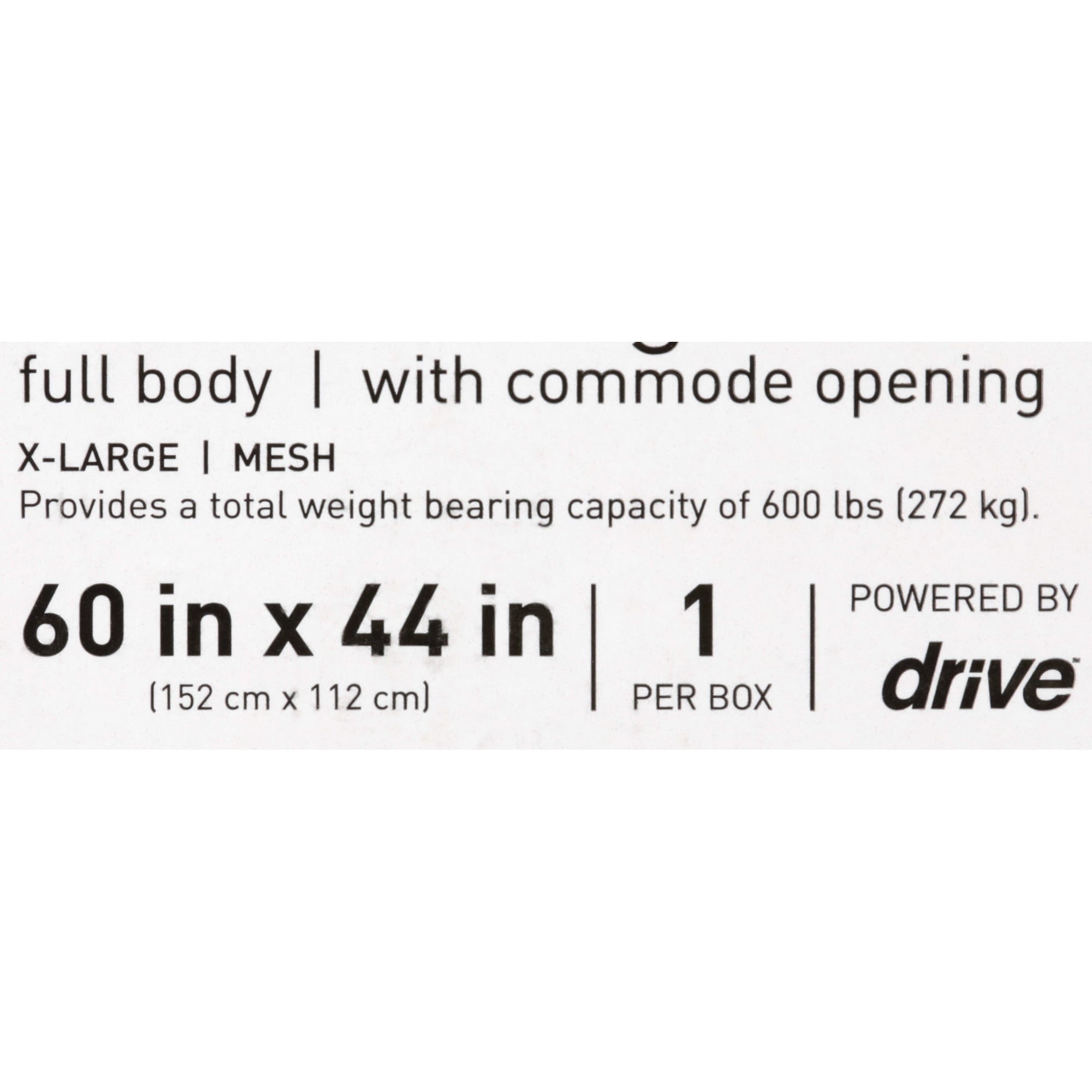 Full Body Commode Sling McKesson 4 or 6 Point Cradle Without Head Support Extra Large 600 lbs. Weight Capacity, Packaging Type- Case