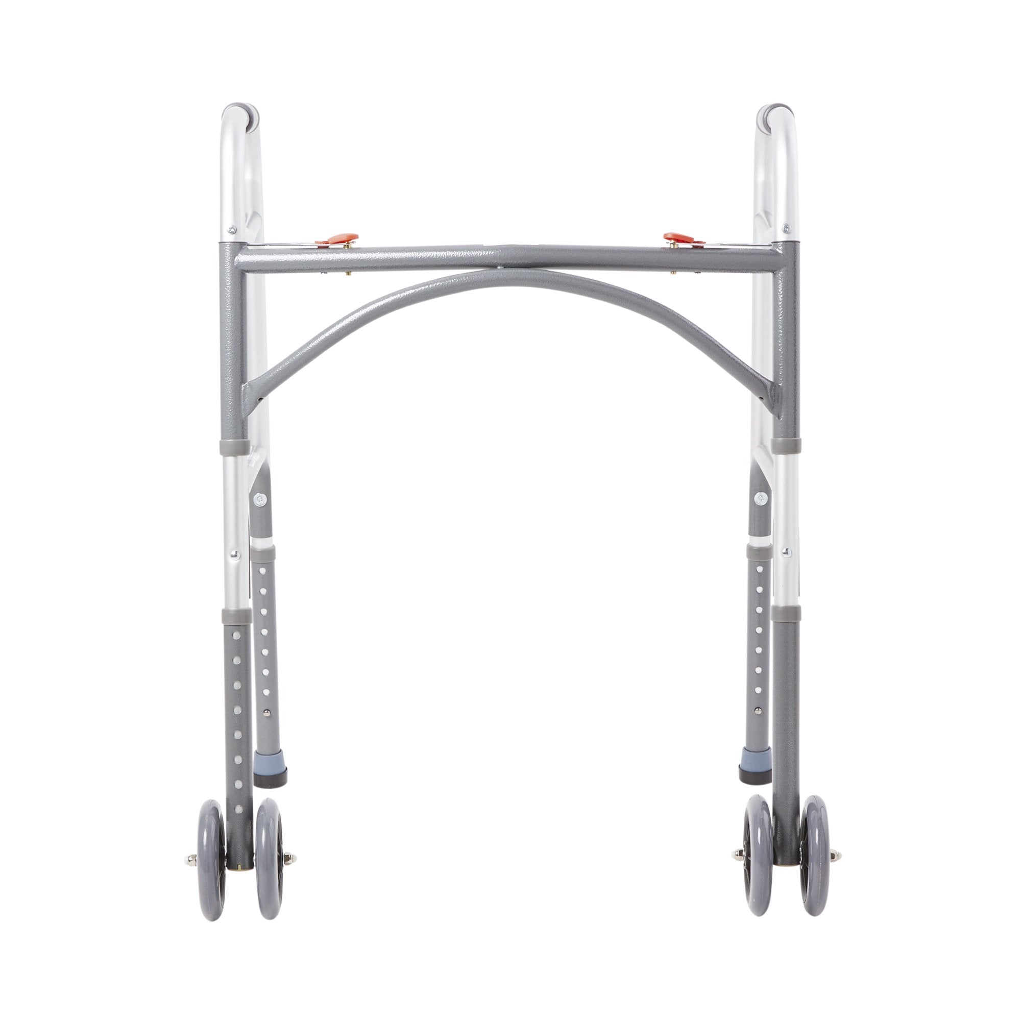 Bariatric Dual Release Folding Walker with Wheels Adjustable Height McKesson Steel Frame 500 lbs. Weight Capacity 32 to 39 Inch Height