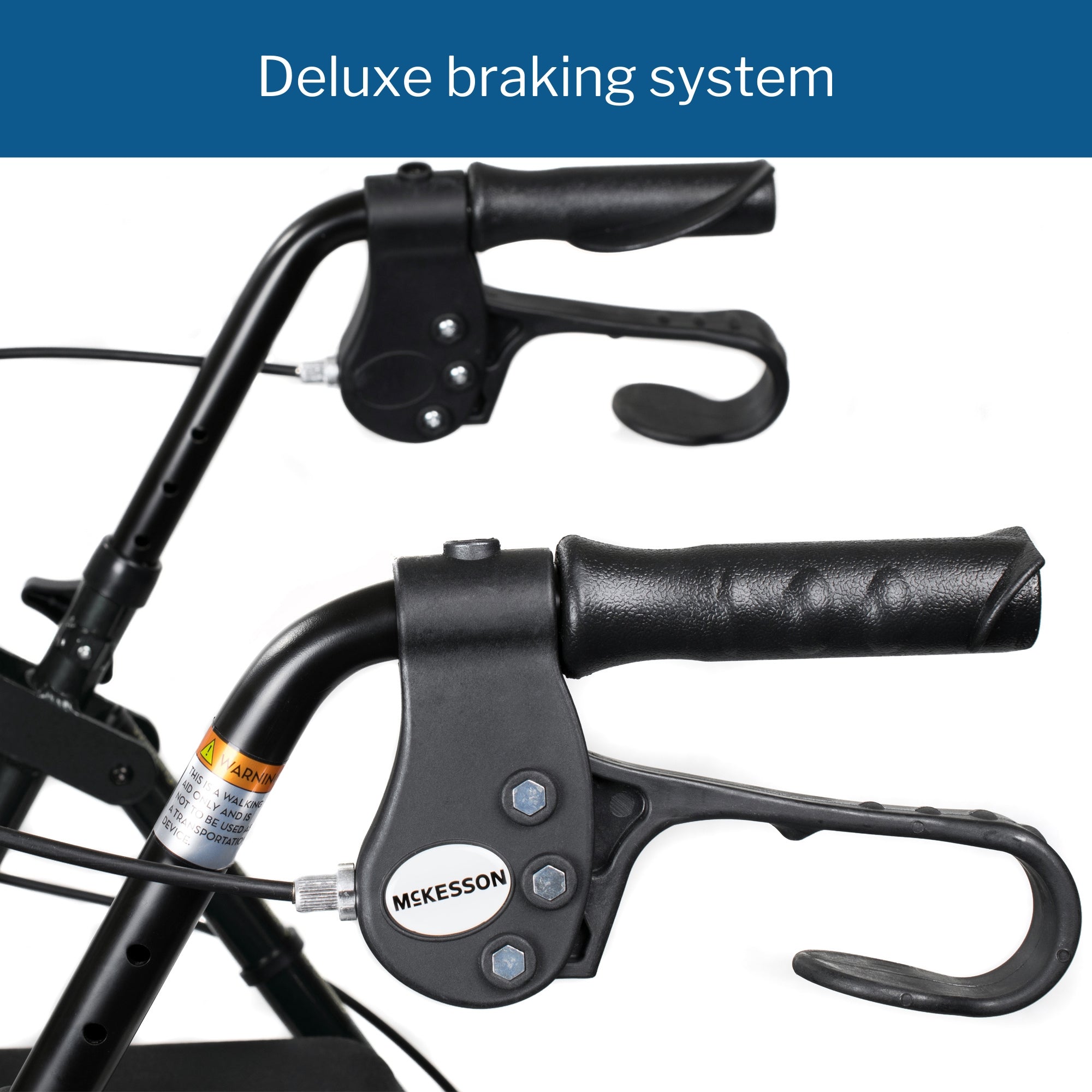 4 Wheel Rollator McKesson Black Adjustable Height / Folding Aluminum Frame, Packaging Type- Each