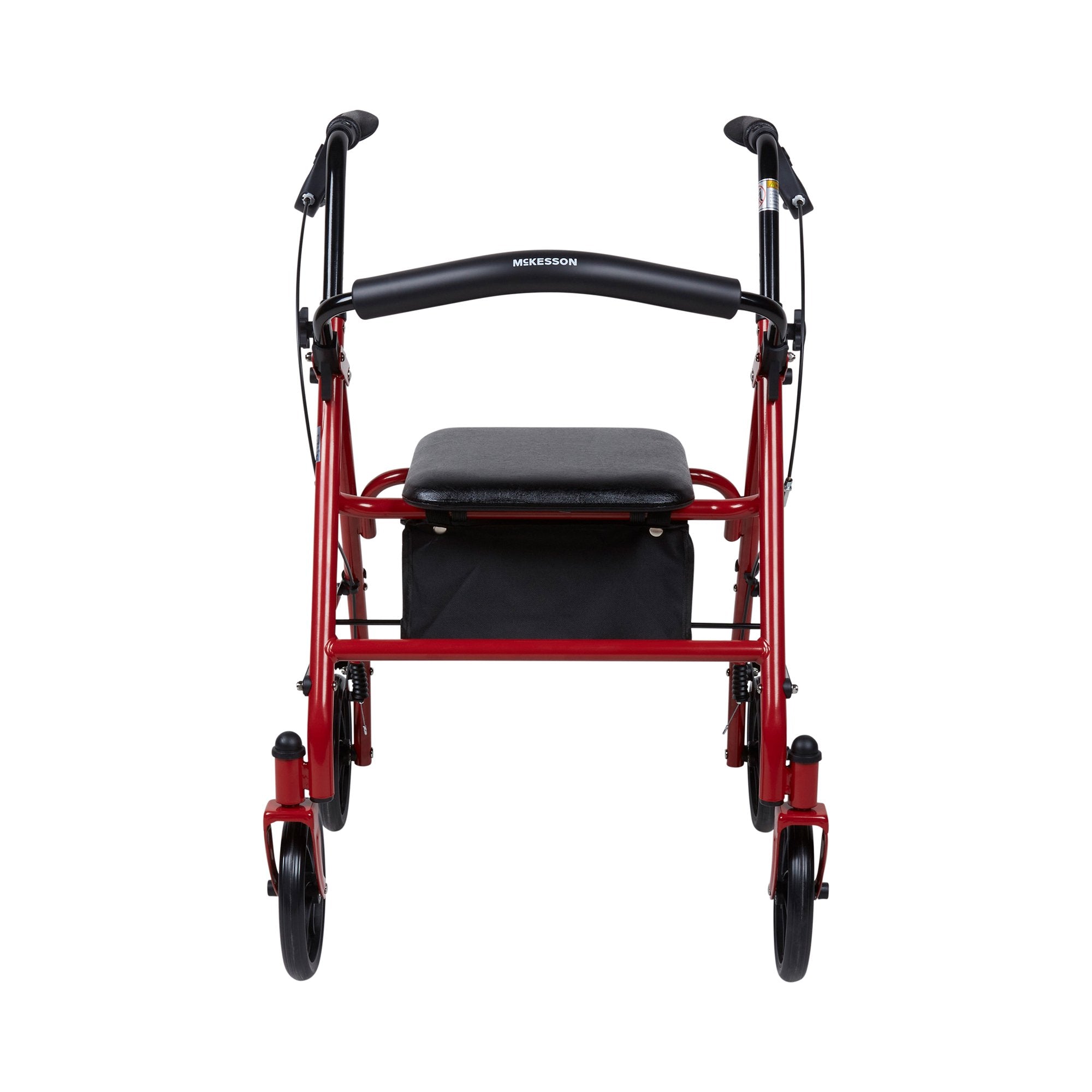 4 Wheel Rollator McKesson Red Adjustable Height / Folding Steel Frame, Packaging Type- Each