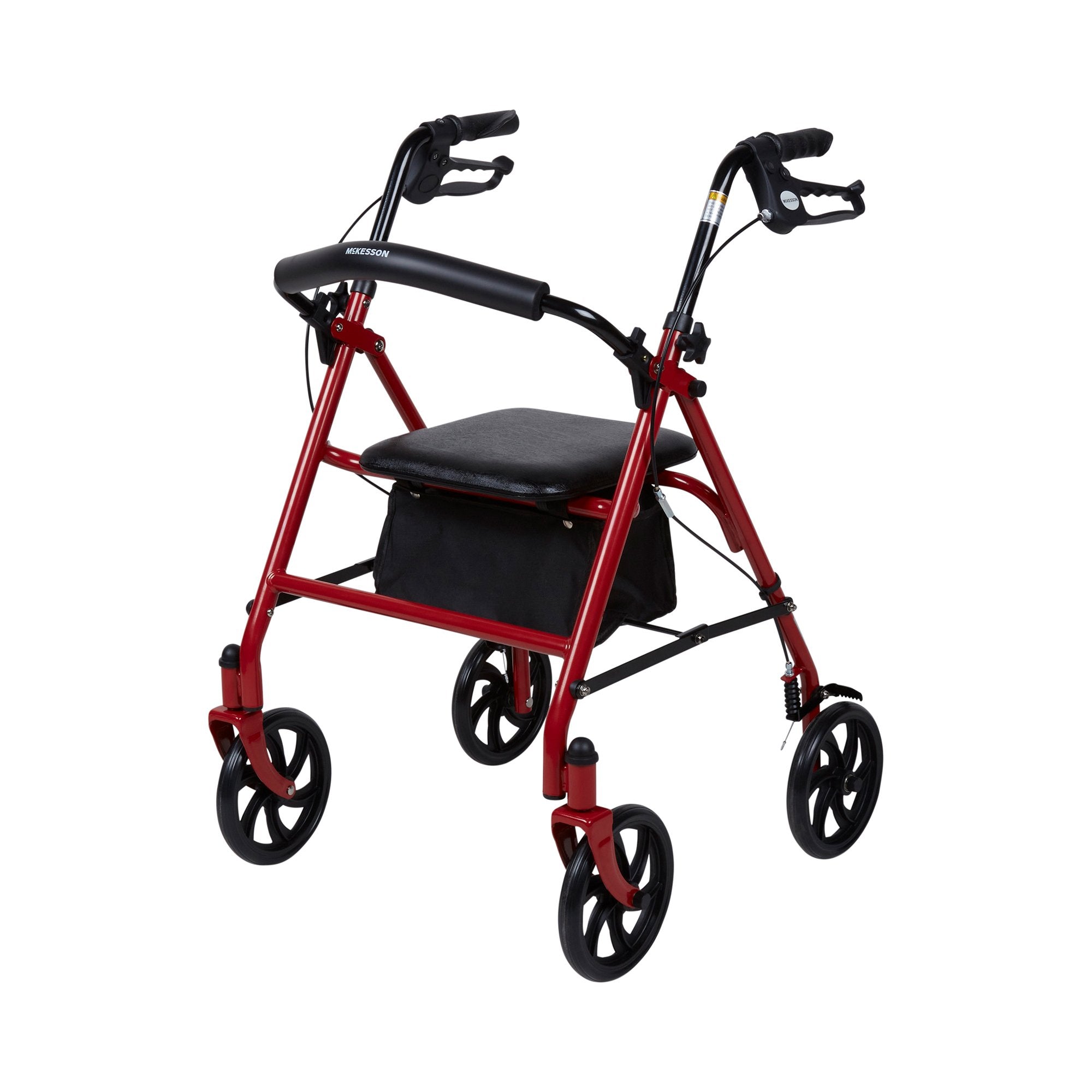 4 Wheel Rollator McKesson Red Adjustable Height / Folding Steel Frame, Packaging Type- Each